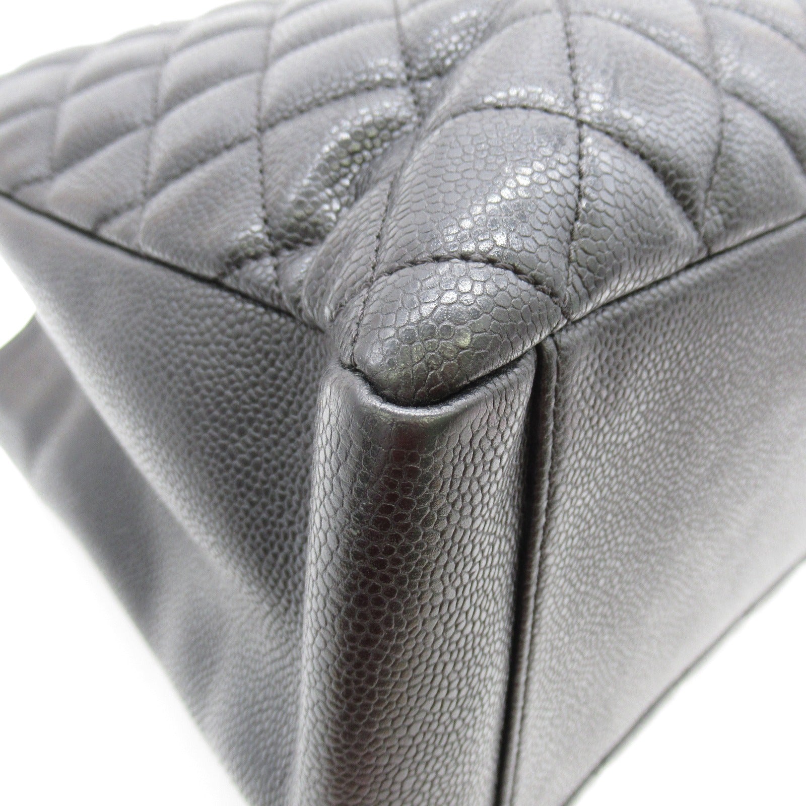CHANEL 【激減優惠】菱格Caviar皮革GST Grand Shopping Tote Bag銀扣手挽袋黑色