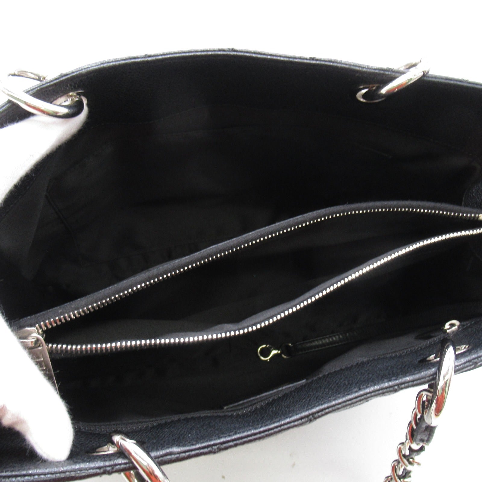 CHANEL 【激減優惠】菱格Caviar皮革GST Grand Shopping Tote Bag銀扣手挽袋黑色