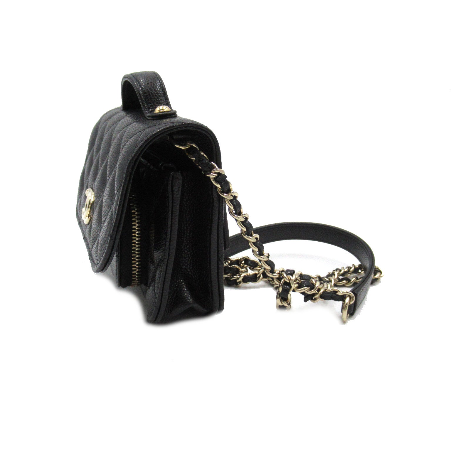 CHANEL 【激減優惠】菱格Caviar皮革Affinity Mini Chain Shoulder Bag金扣手挽肩背兩用袋黑色