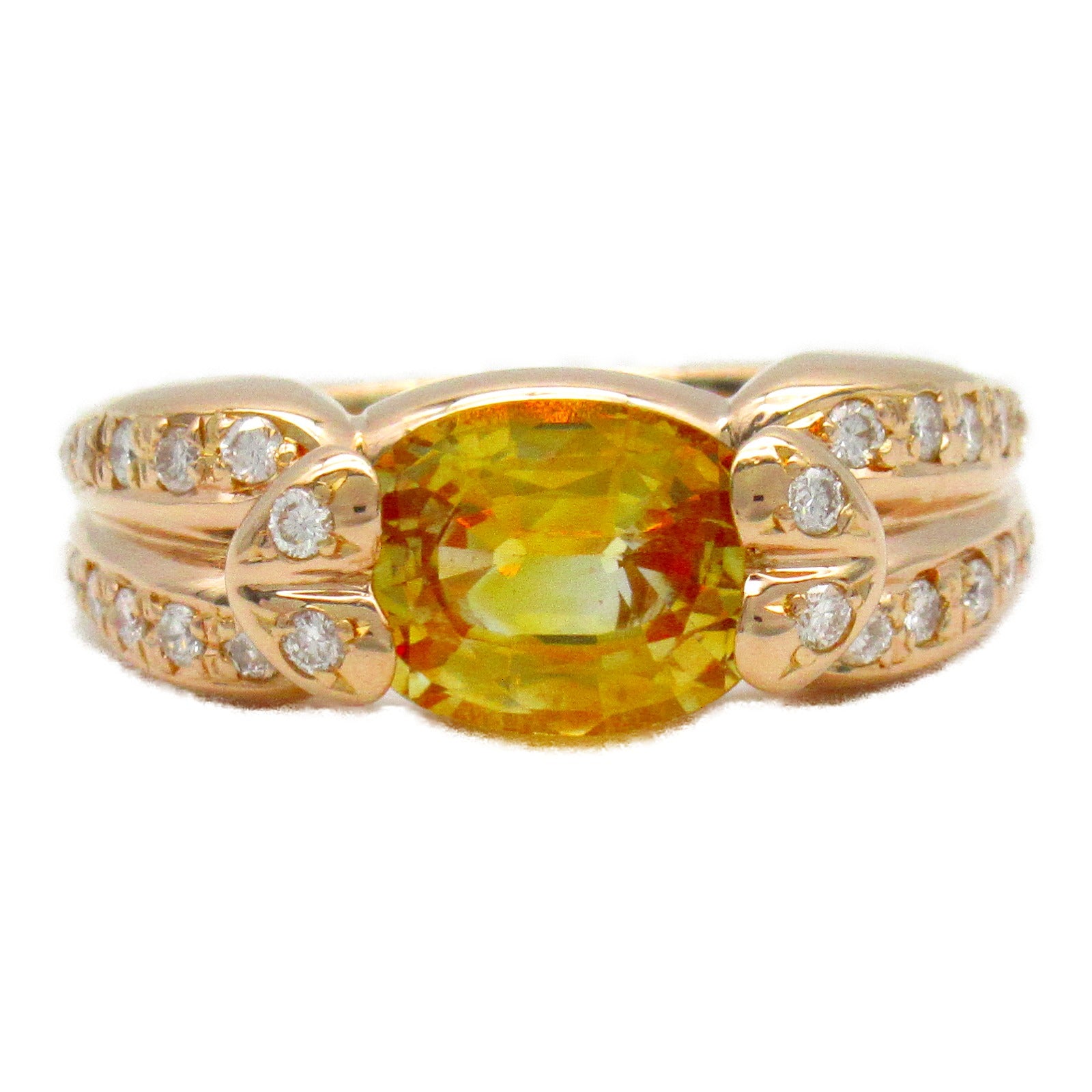 JEWELRY 18K玫瑰金Yellow Sapphire Ring 2.43ct黃色藍寶石/0.28ct鑽石戒指US#7.5