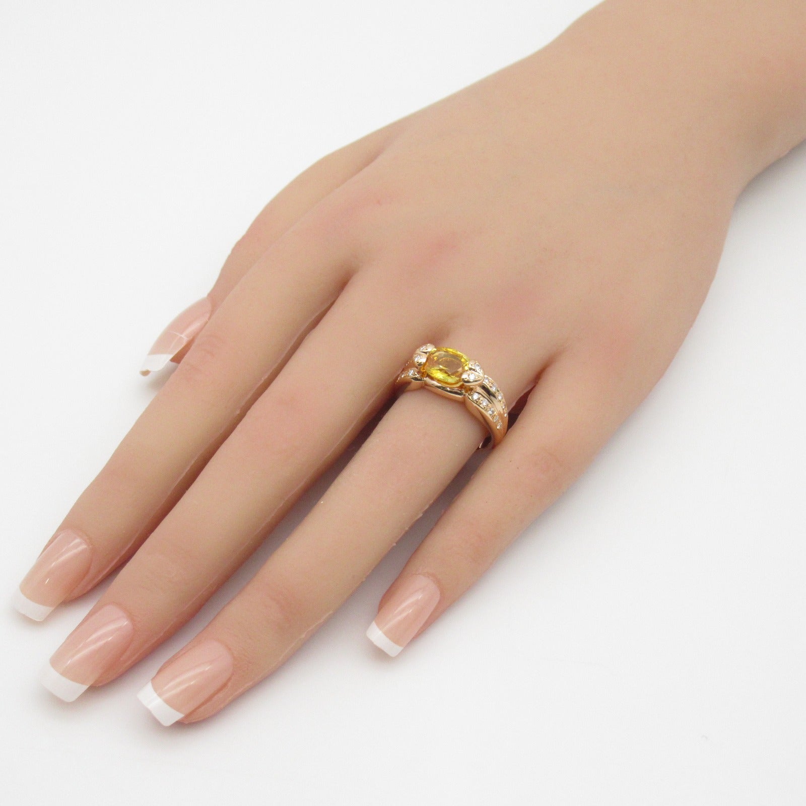 JEWELRY 18K玫瑰金Yellow Sapphire Ring 2.43ct黃色藍寶石/0.28ct鑽石戒指US#7.5
