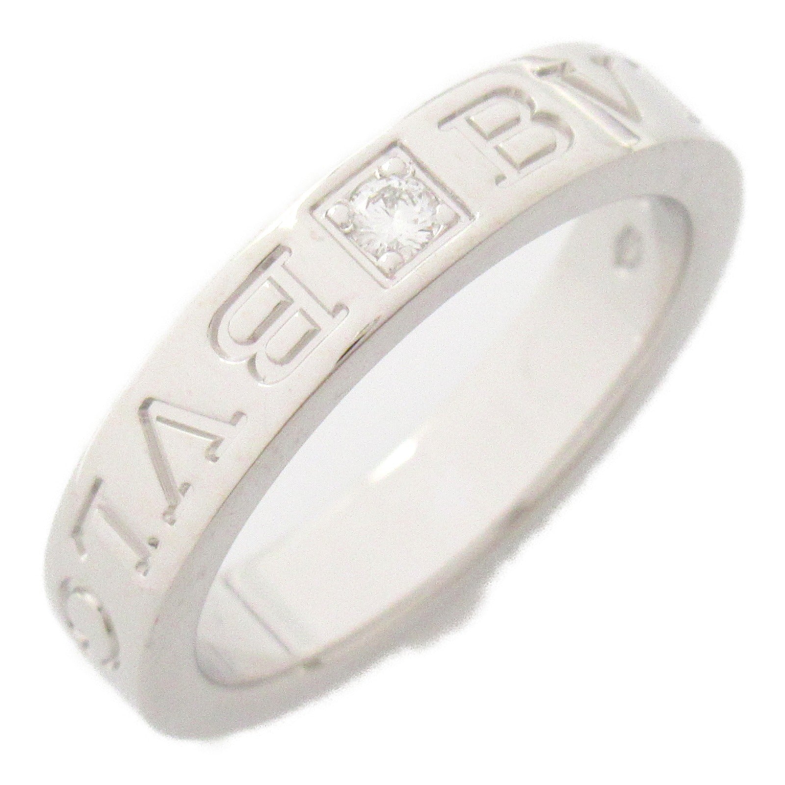 BVLGARI 18K白金Double Logo 1p Diamond Ring鑽石戒指US#5.75