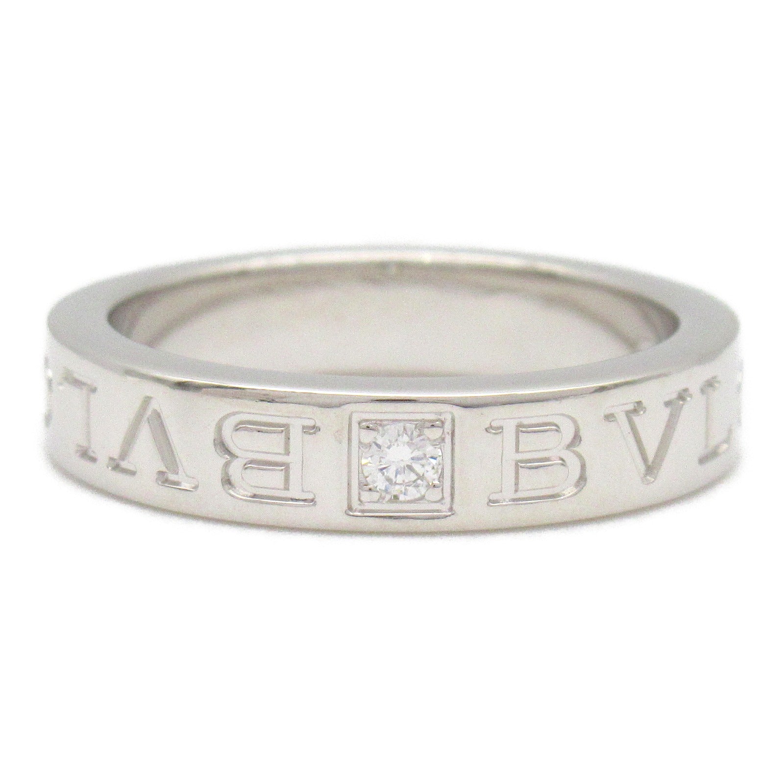 BVLGARI 18K白金Double Logo 1p Diamond Ring鑽石戒指US#5.75