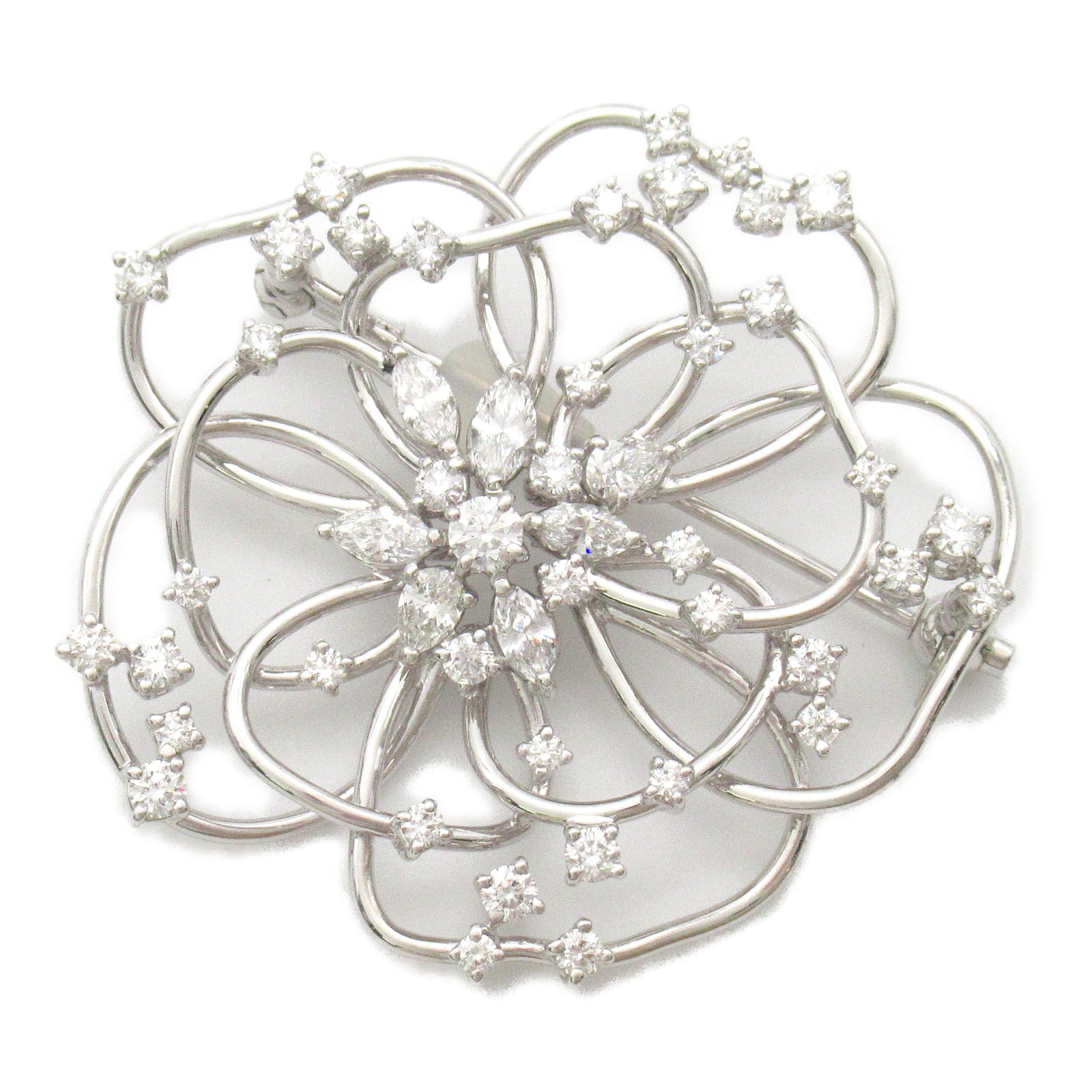 MIKIMOTO 18K白金Flower Diamond Brooch 1.93ct鑽石胸針