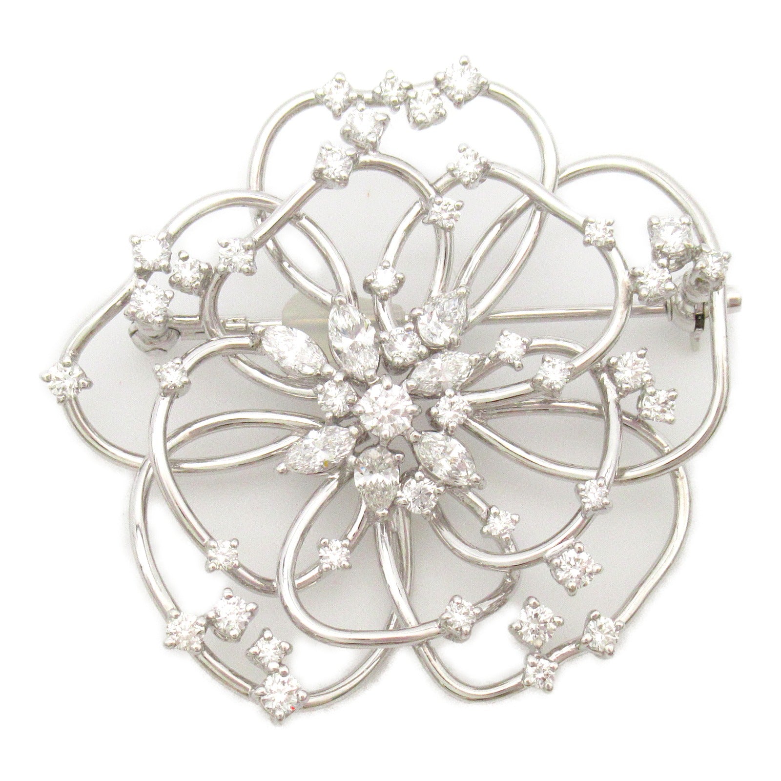 MIKIMOTO 18K白金Flower Diamond Brooch 1.93ct鑽石胸針