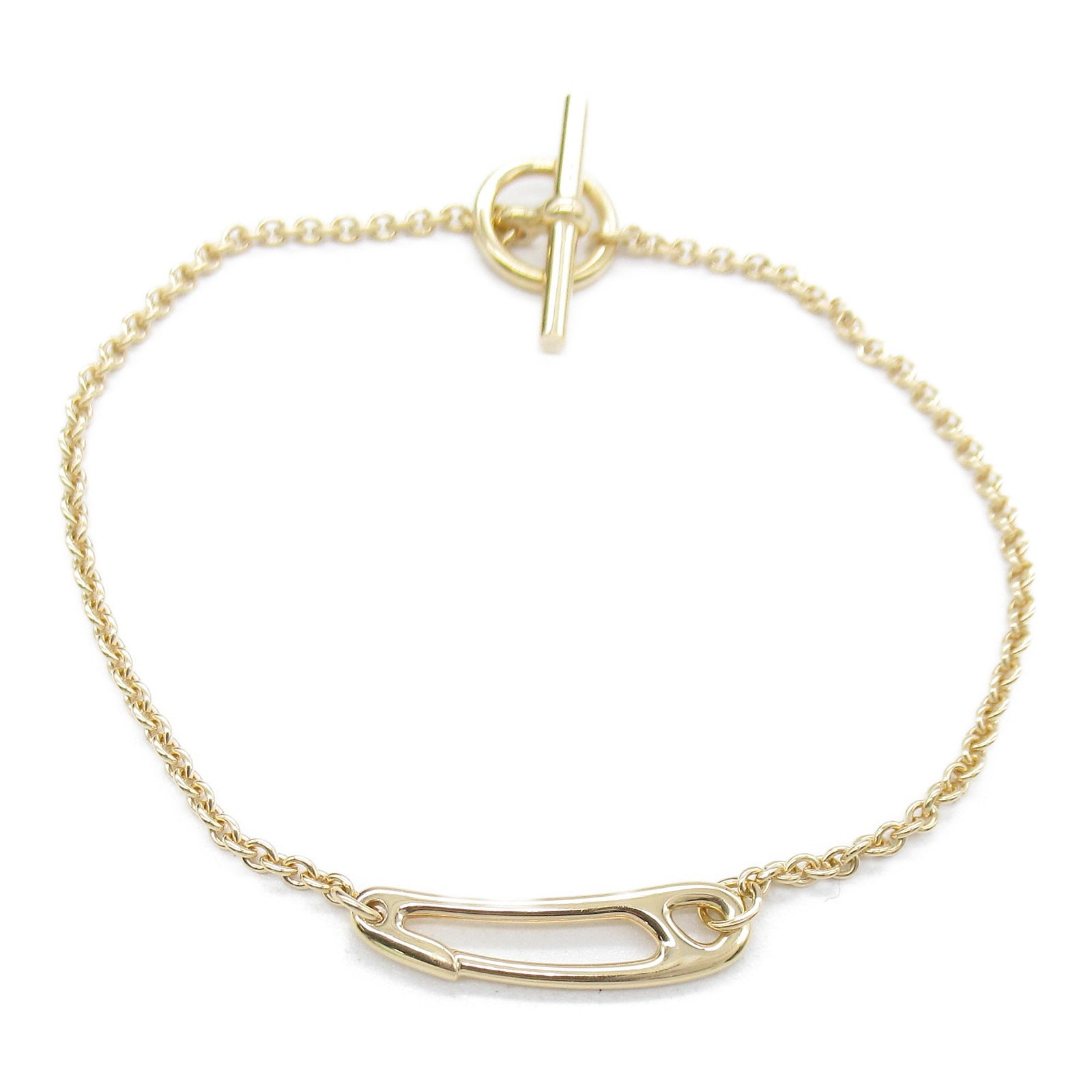 HERMES 18K玫瑰金Chaine D'ancre Mini Punk Blaceret手鏈金色