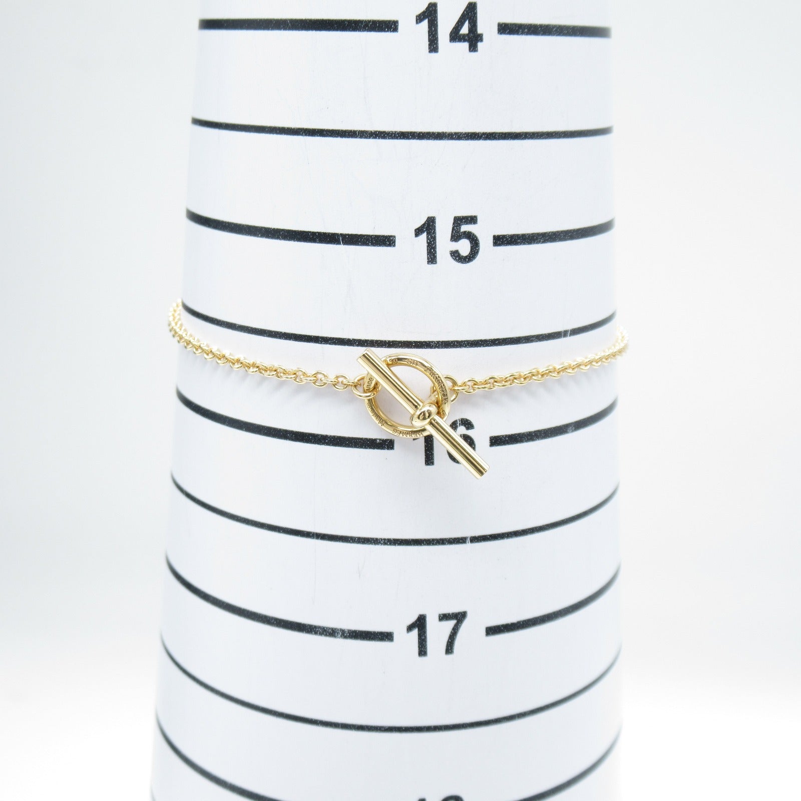 HERMES 18K玫瑰金Chaine D'ancre Mini Punk Blaceret手鏈金色