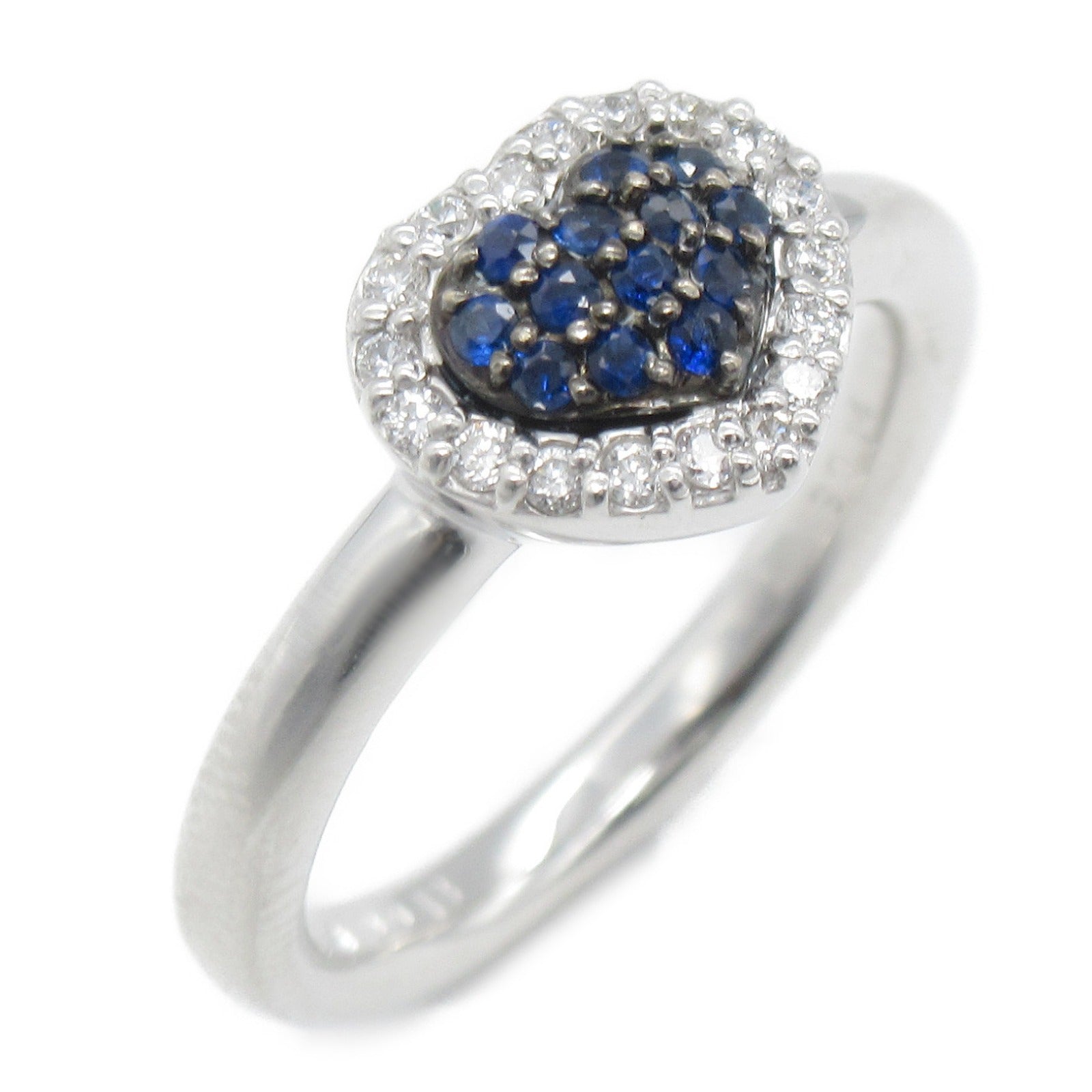 Ponte Vecchio 18K白金Sapphire Diamond Ring 0.14ct藍寶石/0.13ct鑽石戒指US#5.25