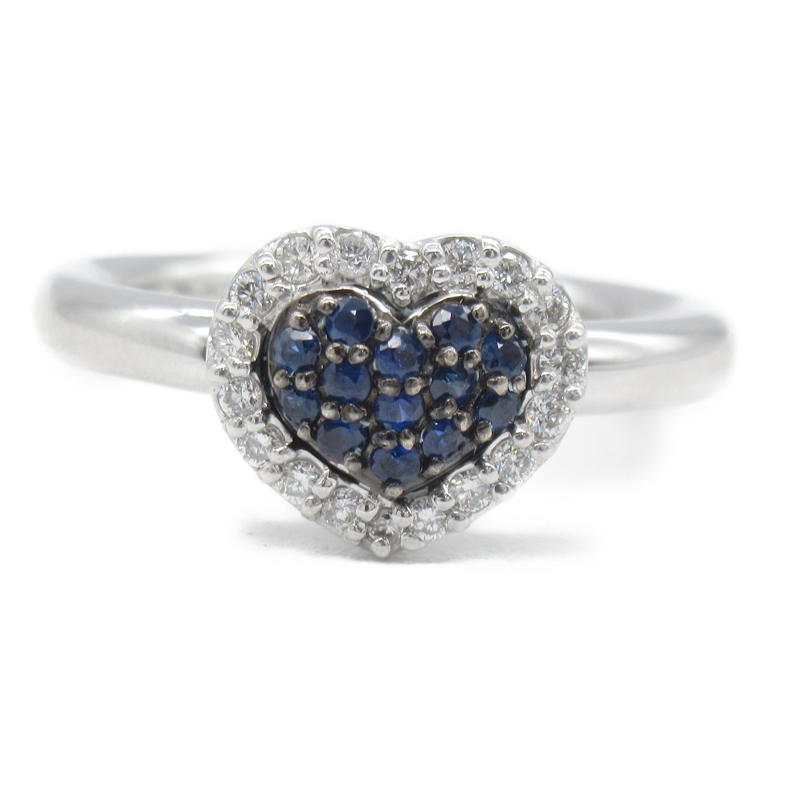 Ponte Vecchio 18K白金Sapphire Diamond Ring 0.14ct藍寶石/0.13ct鑽石戒指US#5.25