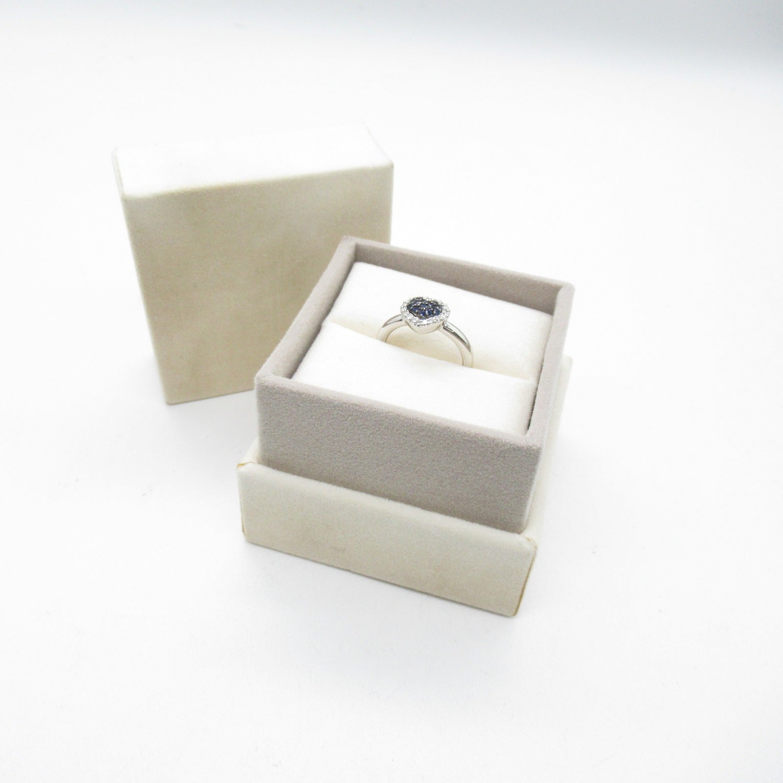 Ponte Vecchio 18K白金Sapphire Diamond Ring 0.14ct藍寶石/0.13ct鑽石戒指US#5.25