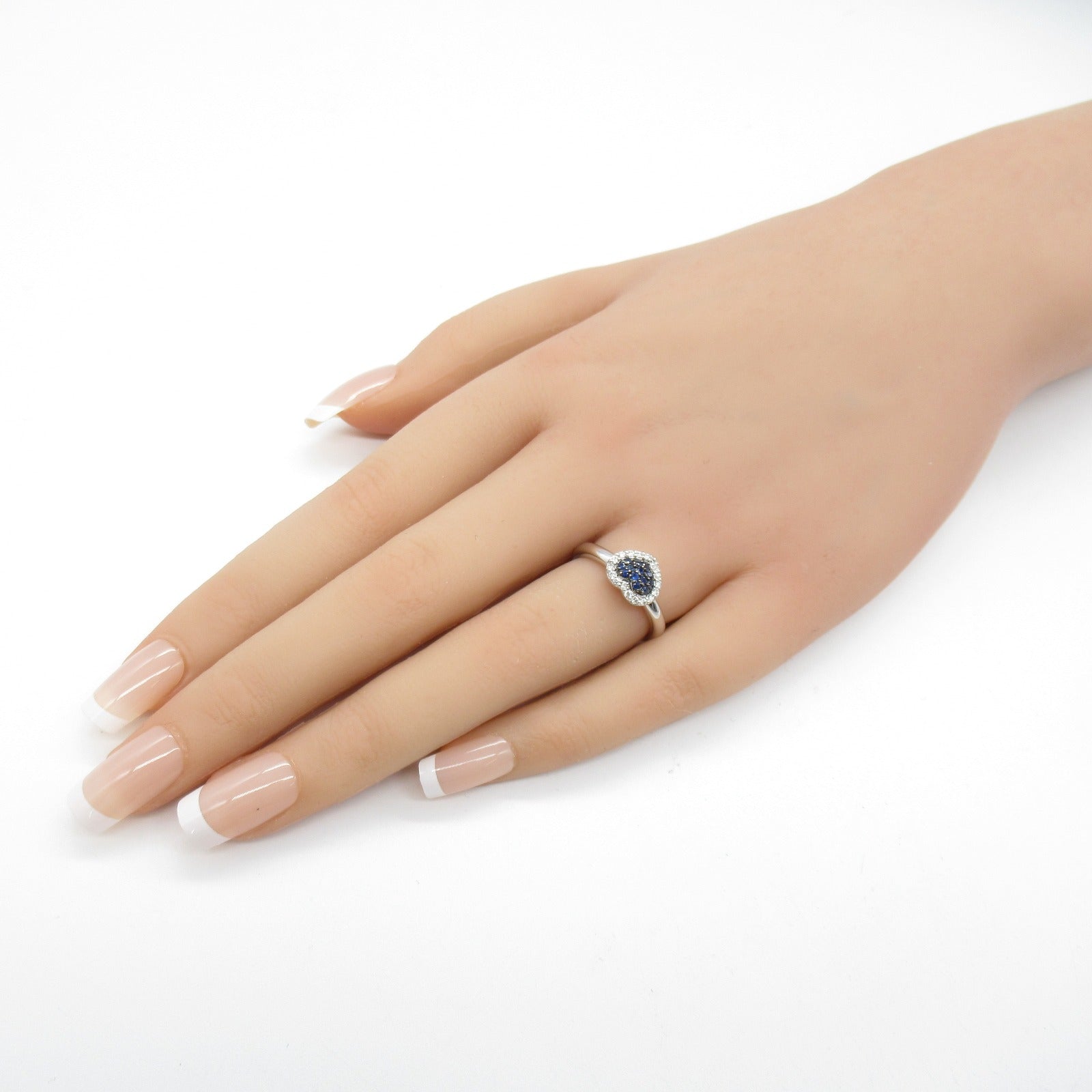 Ponte Vecchio 18K白金Sapphire Diamond Ring 0.14ct藍寶石/0.13ct鑽石戒指US#5.25