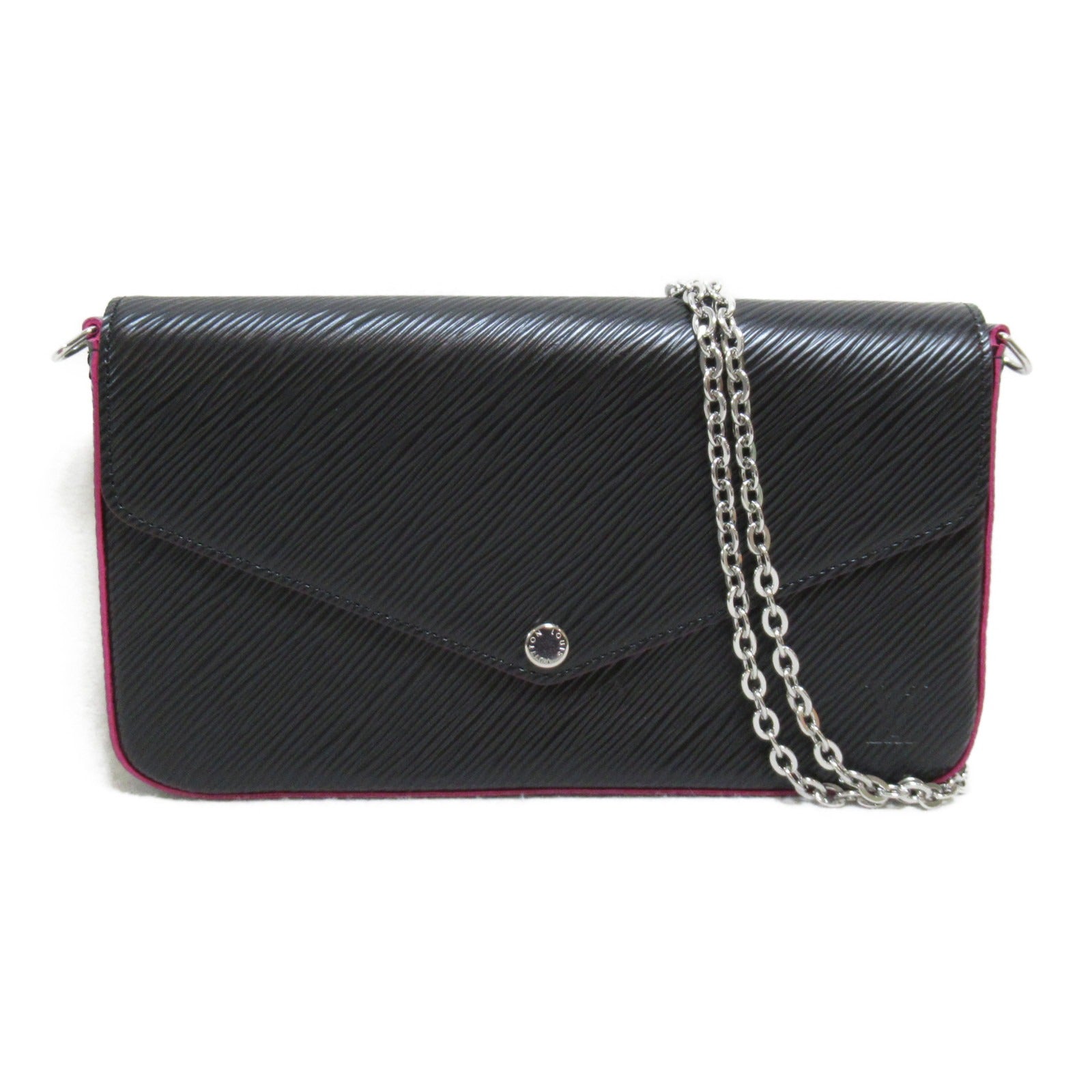 LOUIS VUITTON 【激減優惠】Epi Pochette Felicie銀扣鏈帶肩背袋黑色/粉紅色