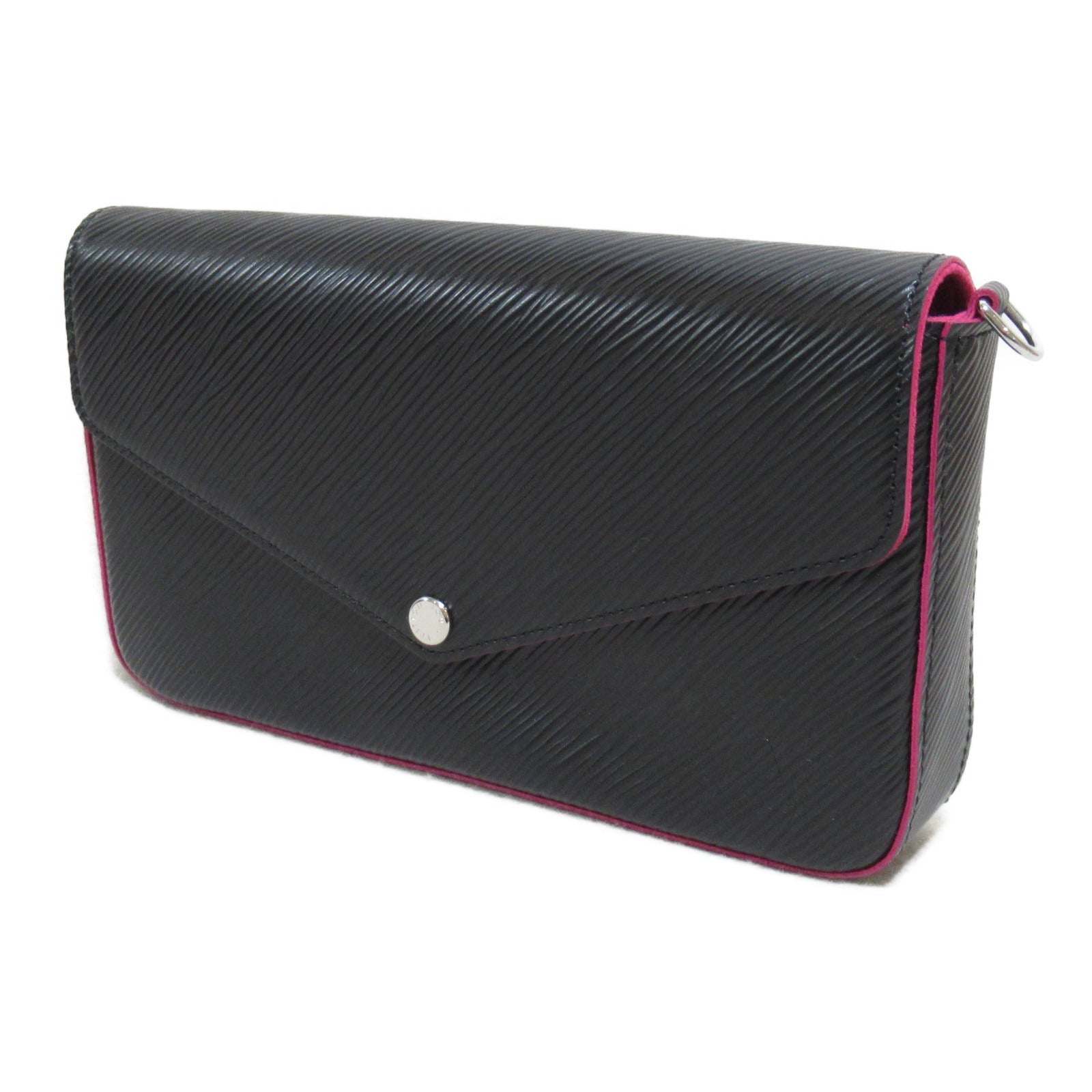 LOUIS VUITTON 【激減優惠】Epi Pochette Felicie銀扣鏈帶肩背袋黑色/粉紅色