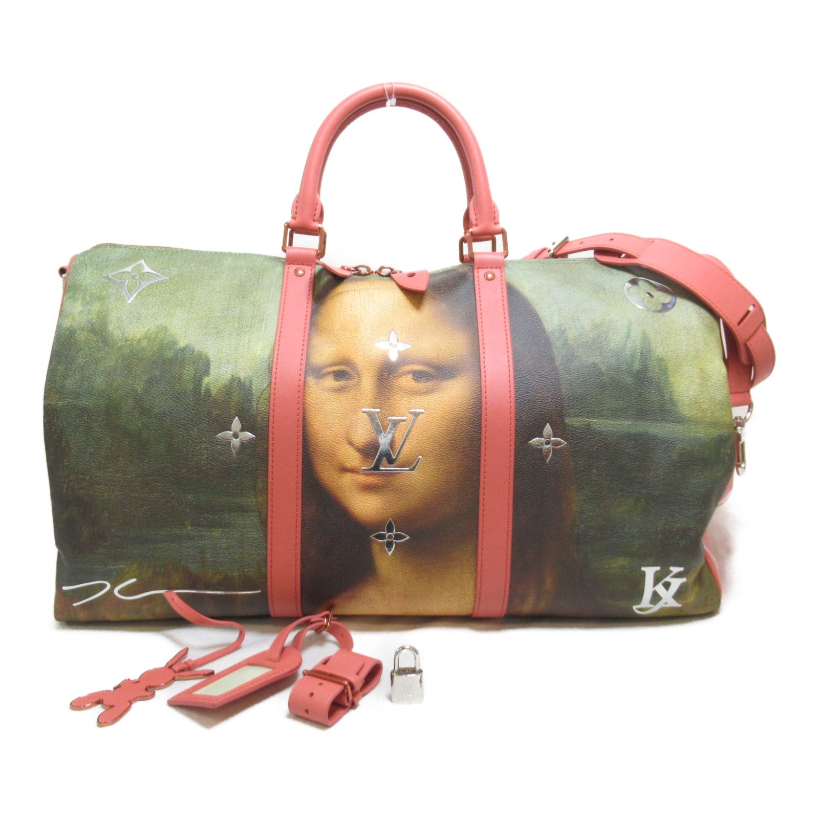 LOUIS VUITTON 【激減優惠】Masters Collection Keepall 50 Bandouliere波士頓包/肩背袋粉紅色