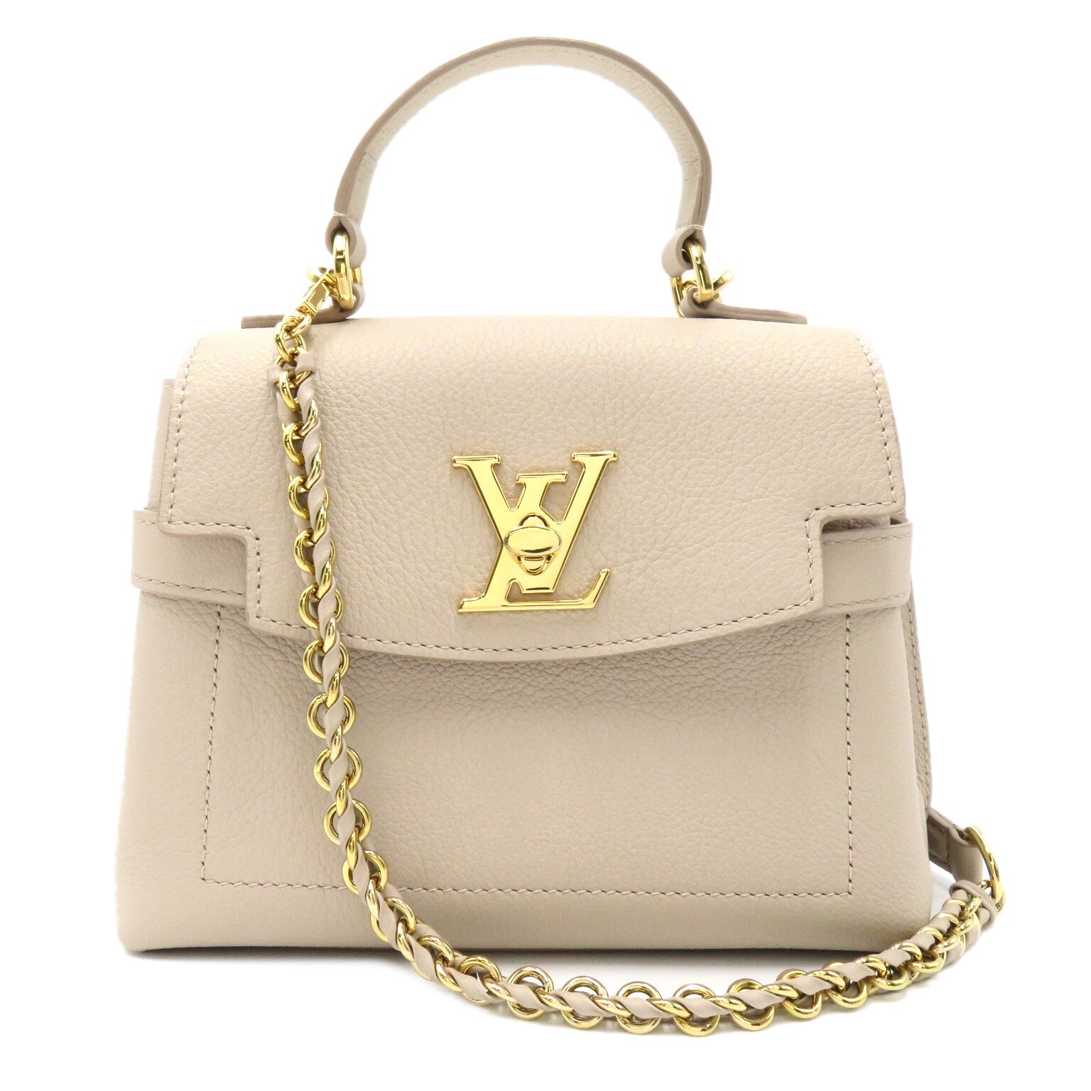 LOUIS VUITTON 【激減優惠】牛皮皮革2 Way Shoulder Bag Handbag金扣手挽肩背兩用袋米色