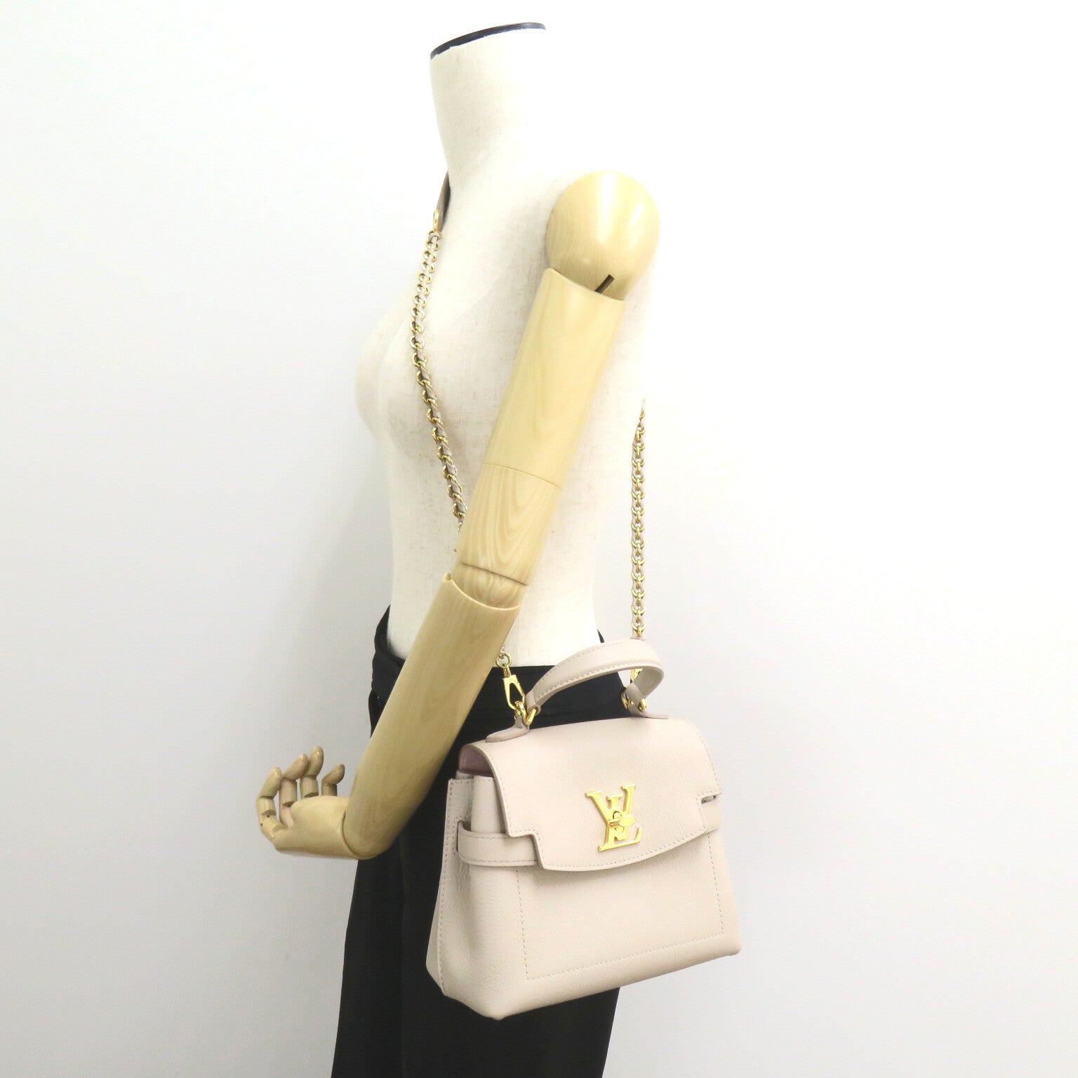 LOUIS VUITTON 【激減優惠】牛皮皮革2 Way Shoulder Bag Handbag金扣手挽肩背兩用袋米色