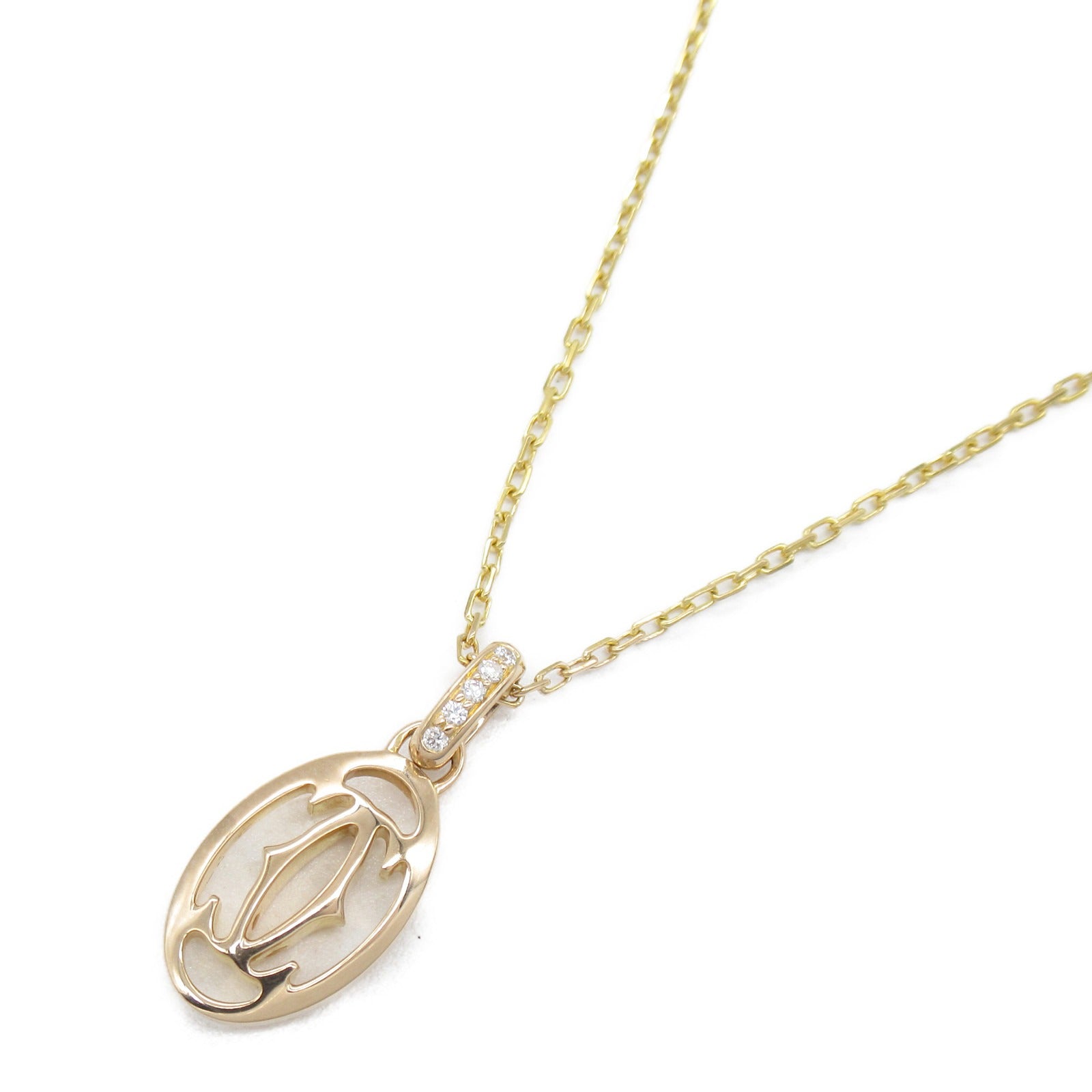 CARTIER 18K玫瑰金Double C Necklace鑽石項鍊