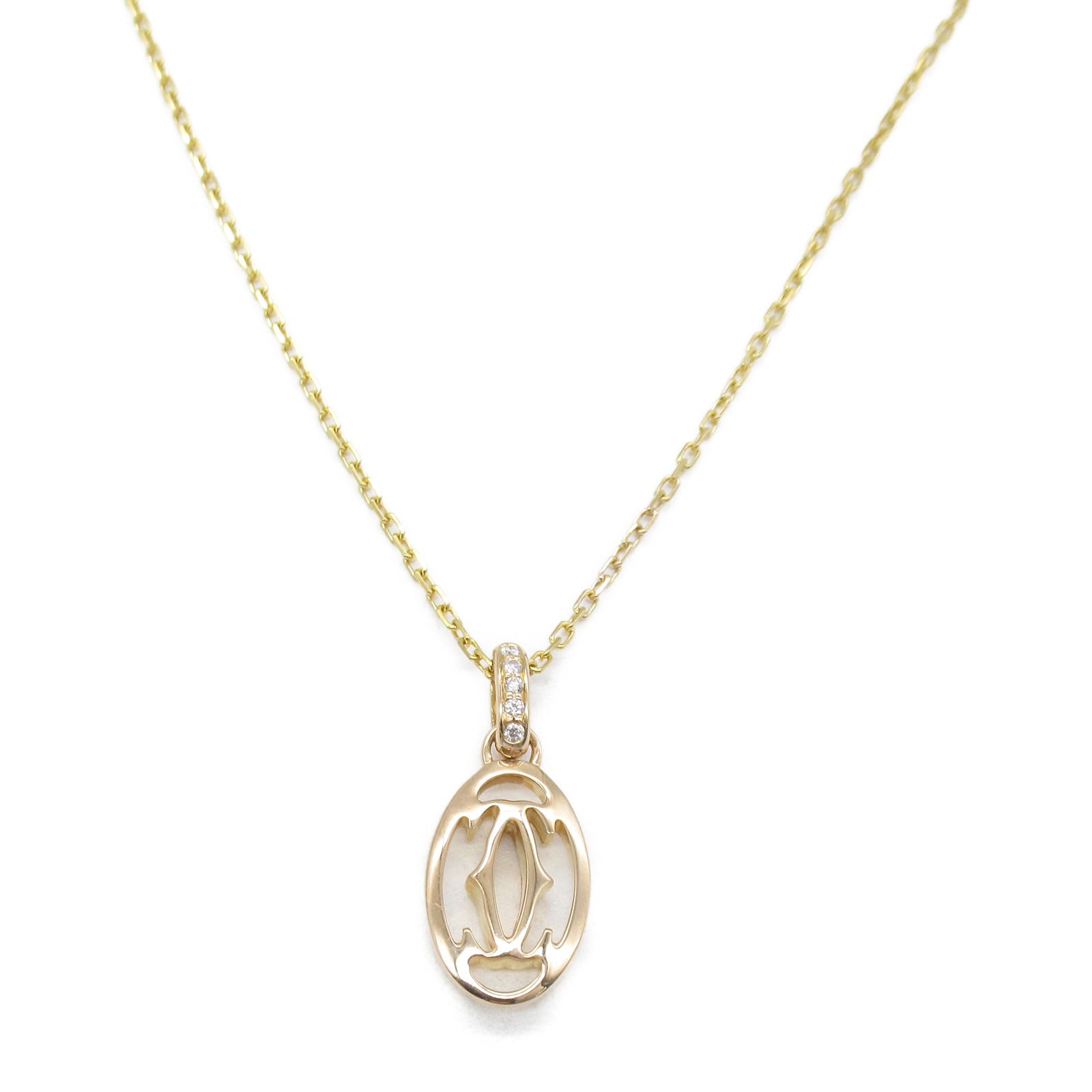 CARTIER 18K玫瑰金Double C Necklace鑽石項鍊