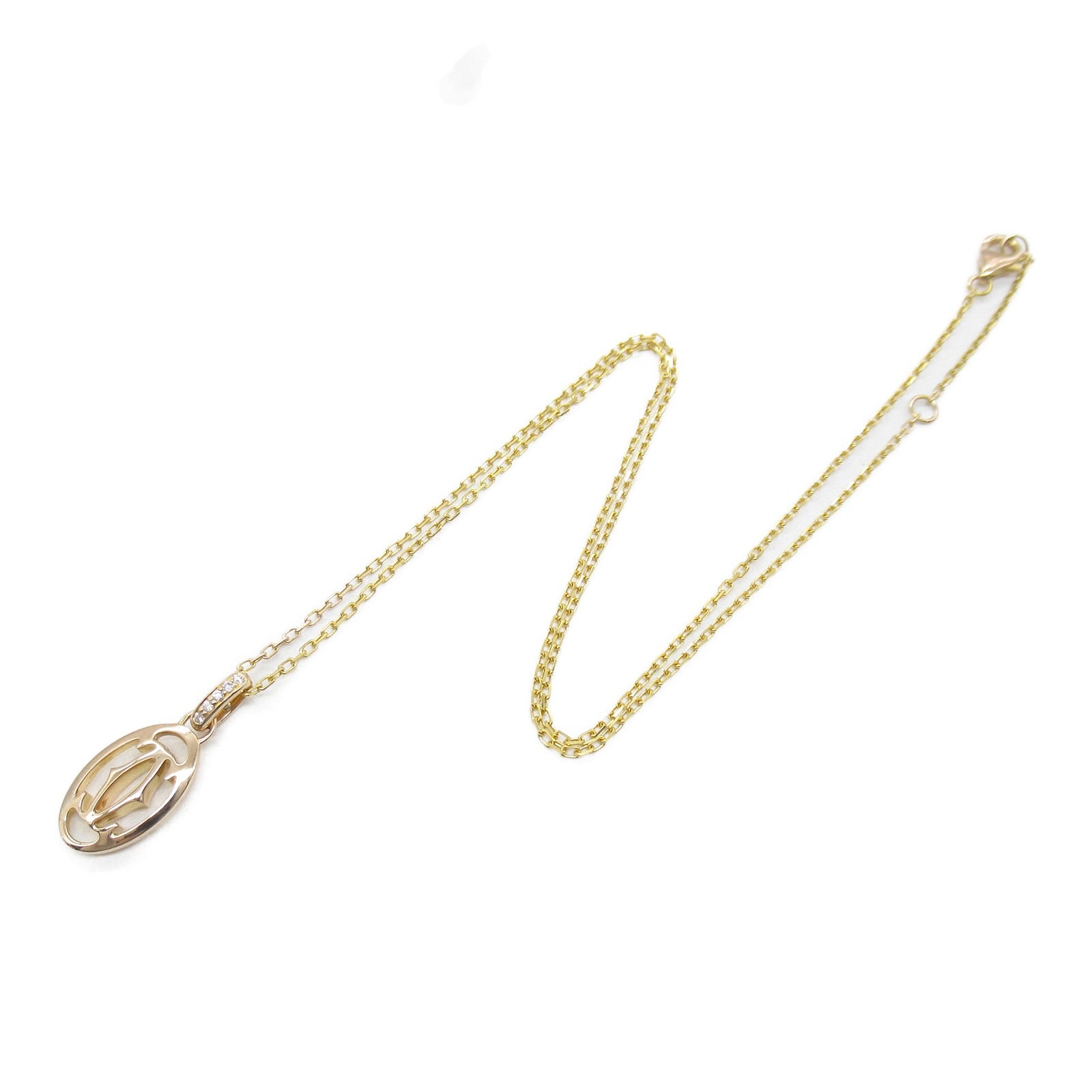CARTIER 18K玫瑰金Double C Necklace鑽石項鍊