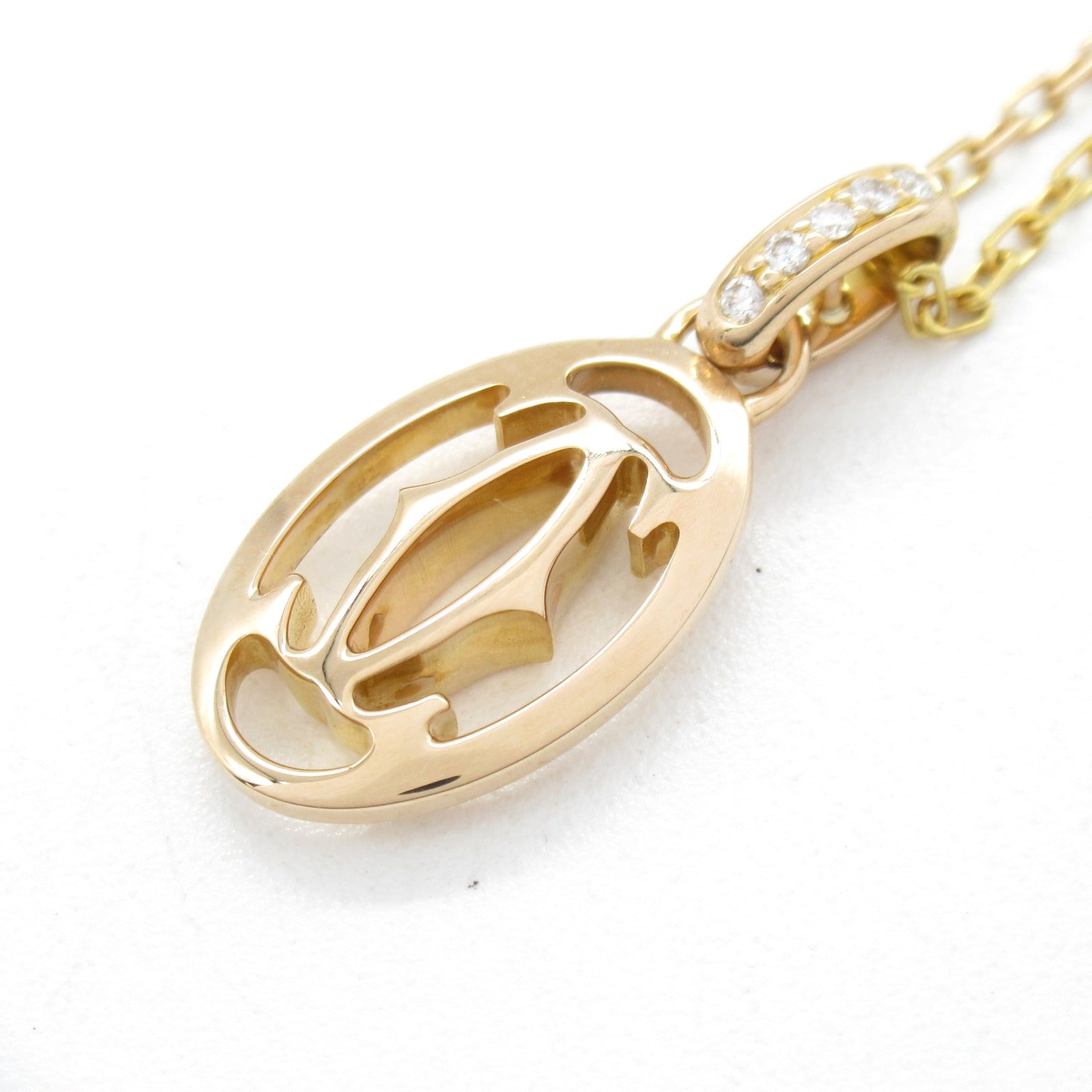 CARTIER 18K玫瑰金Double C Necklace鑽石項鍊