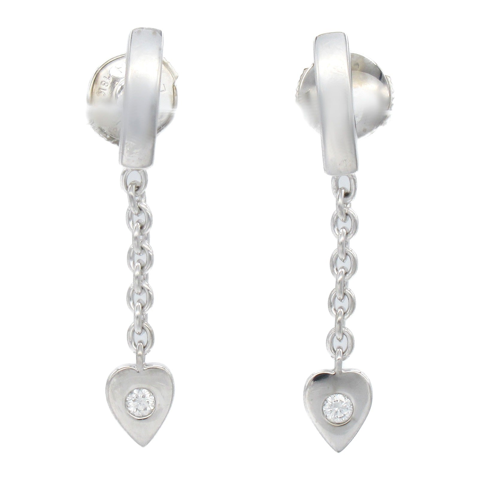CARTIER 【激減優惠】18K白金Diamond Mon Amour Dangle Heart鑽石耳環