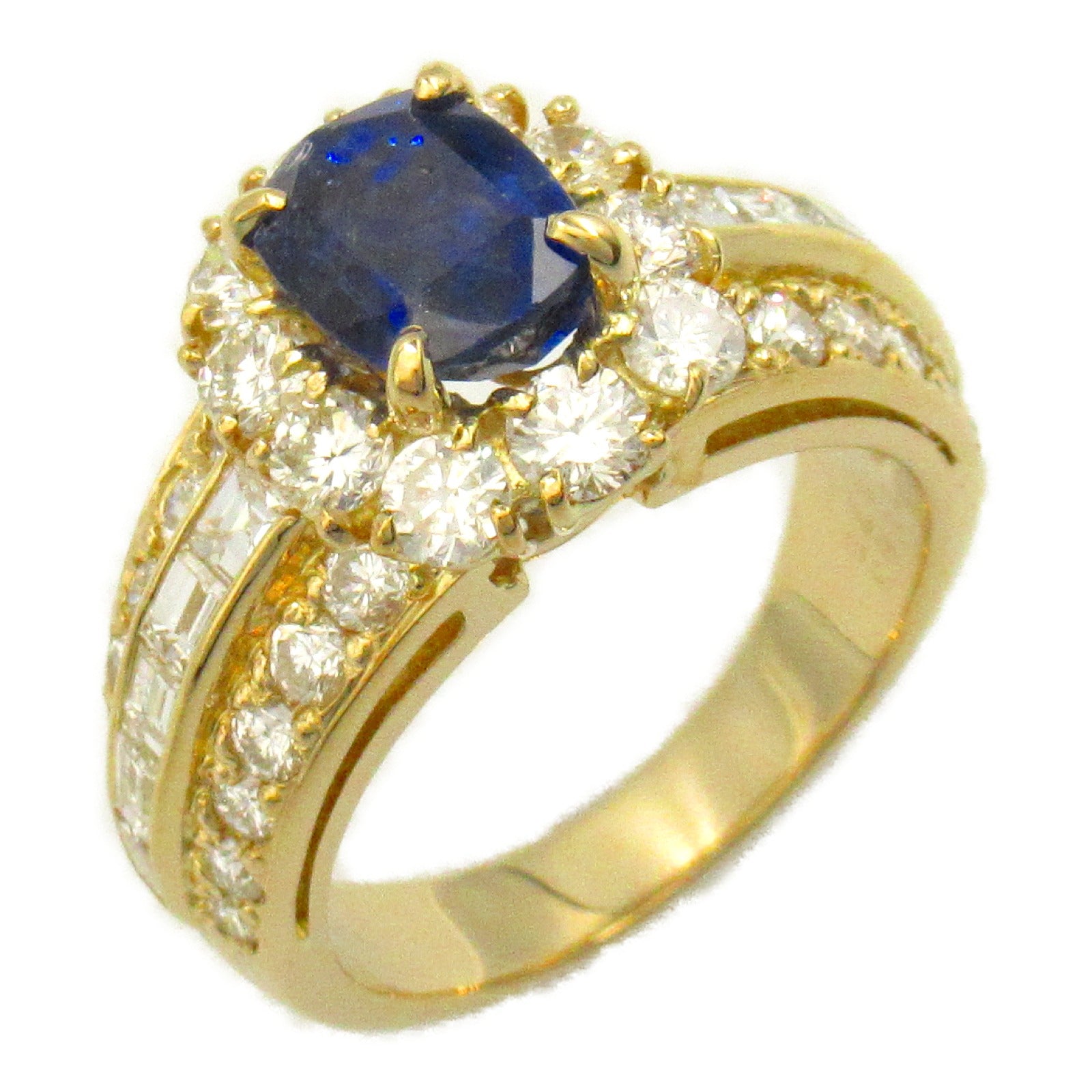 JEWELRY 18K黃金Sapphire Ring 1.72ct藍寶石/1.83ct鑽石戒指US#4.75