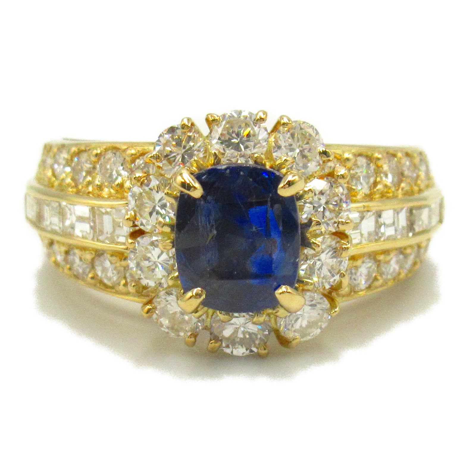 JEWELRY 18K黃金Sapphire Ring 1.72ct藍寶石/1.83ct鑽石戒指US#4.75