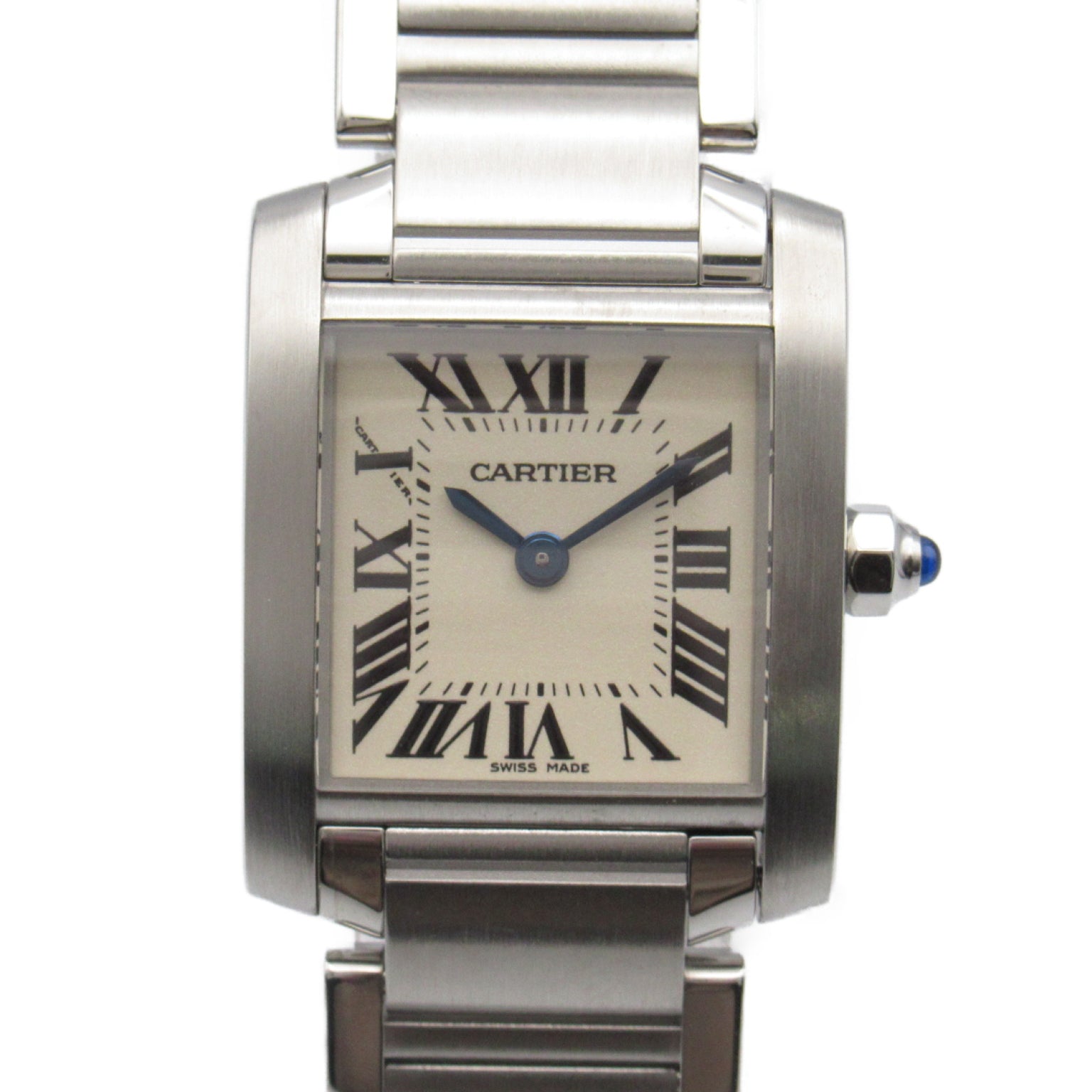CARTIER Tank Francais不鏽鋼手錶石英機芯米白色
