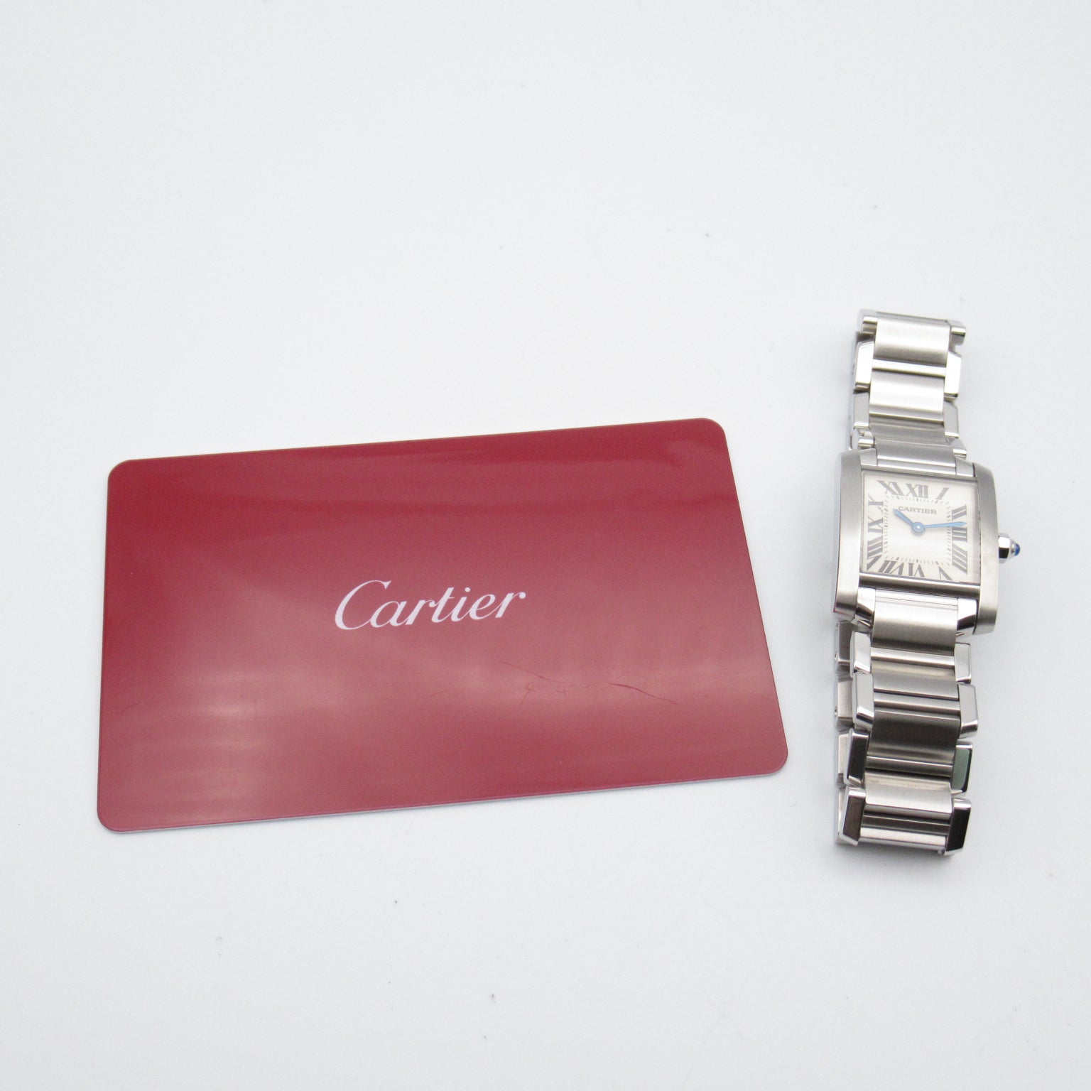 CARTIER Tank Francais不鏽鋼手錶石英機芯米白色