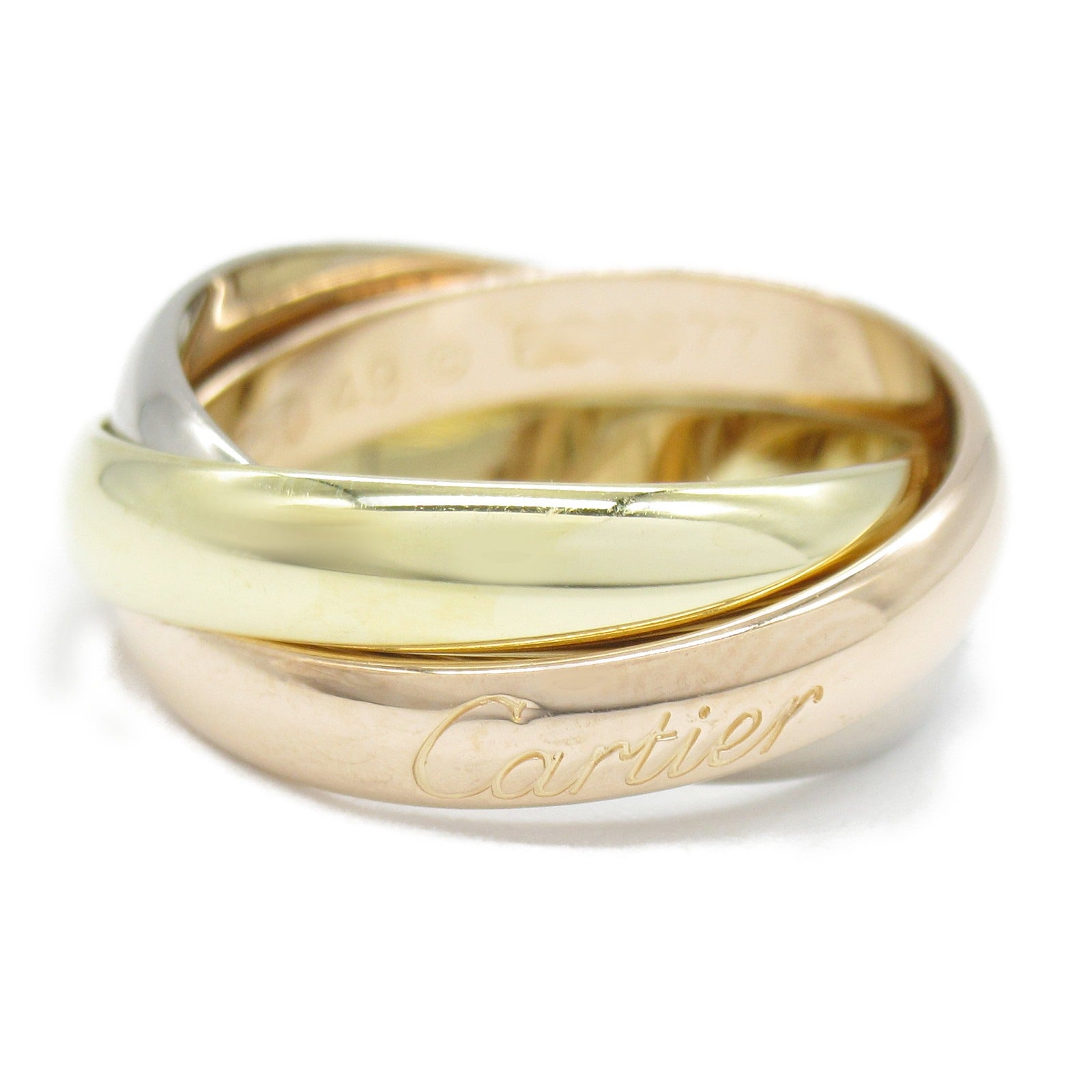 CARTIER 18K黃金/白金/玫瑰金Trinity戒指US#4.75/Cartier#49