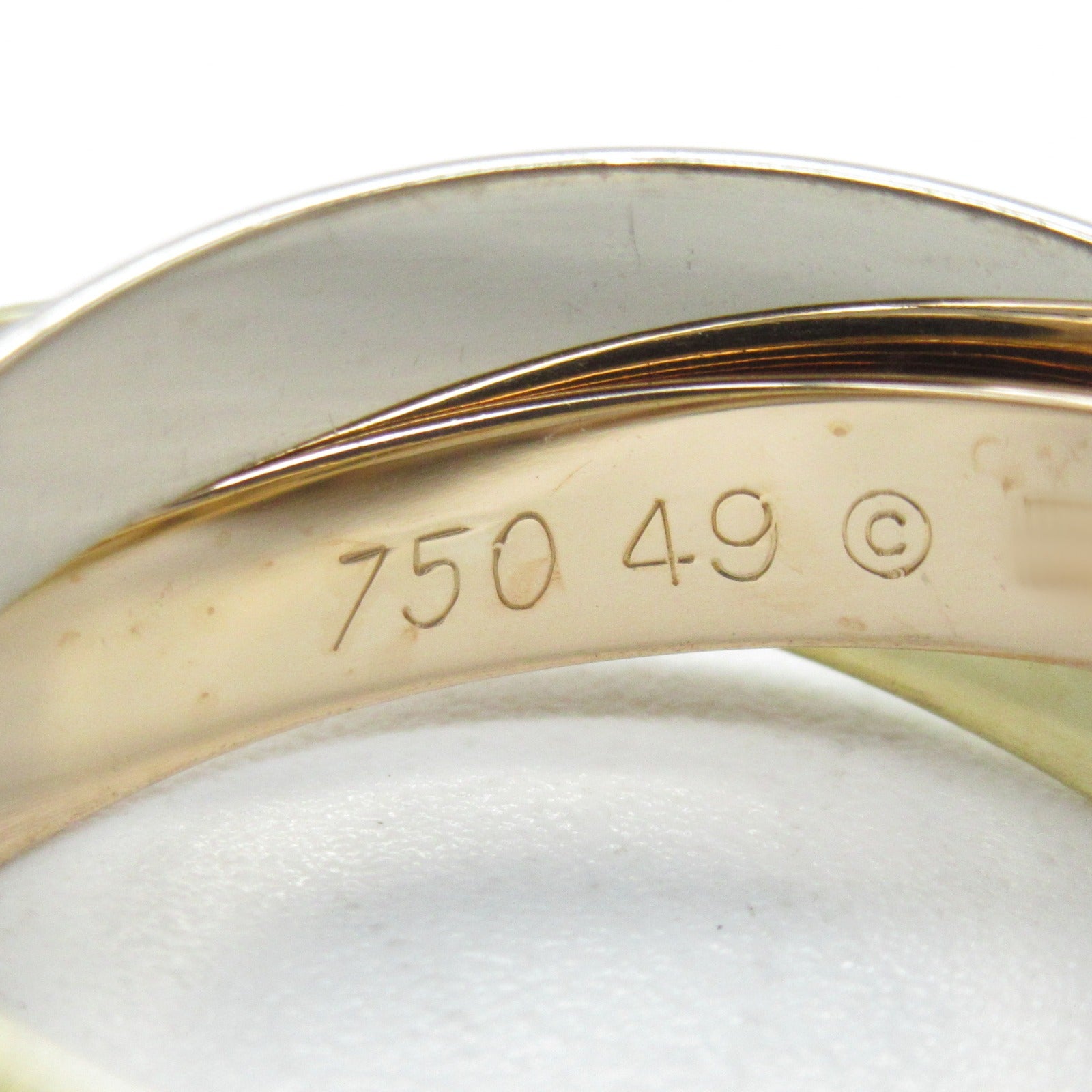 CARTIER 18K黃金/白金/玫瑰金Trinity戒指US#4.75/Cartier#49