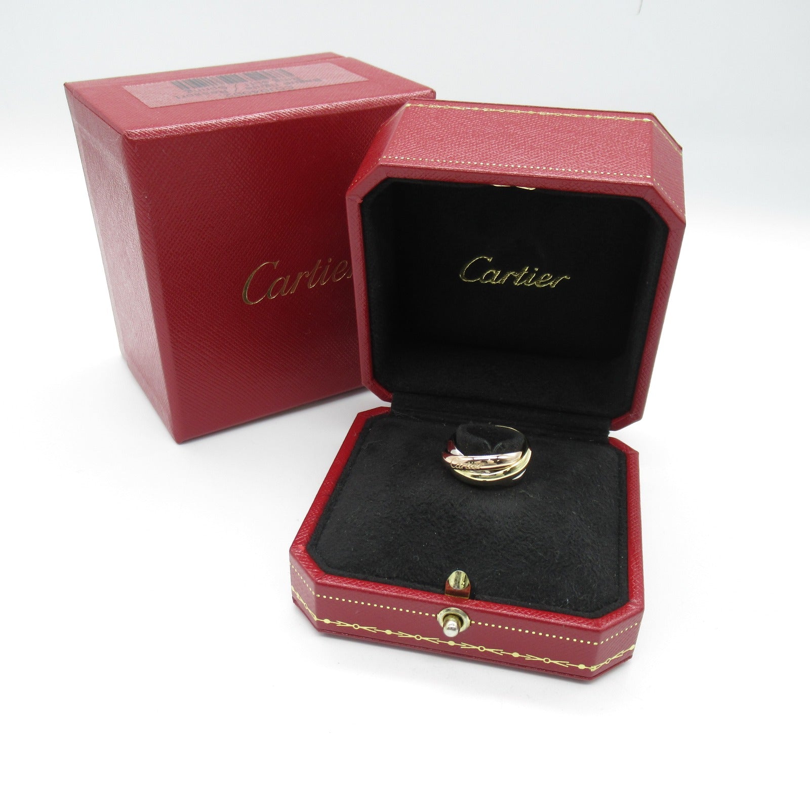 CARTIER 18K黃金/白金/玫瑰金Trinity戒指US#4.75/Cartier#49