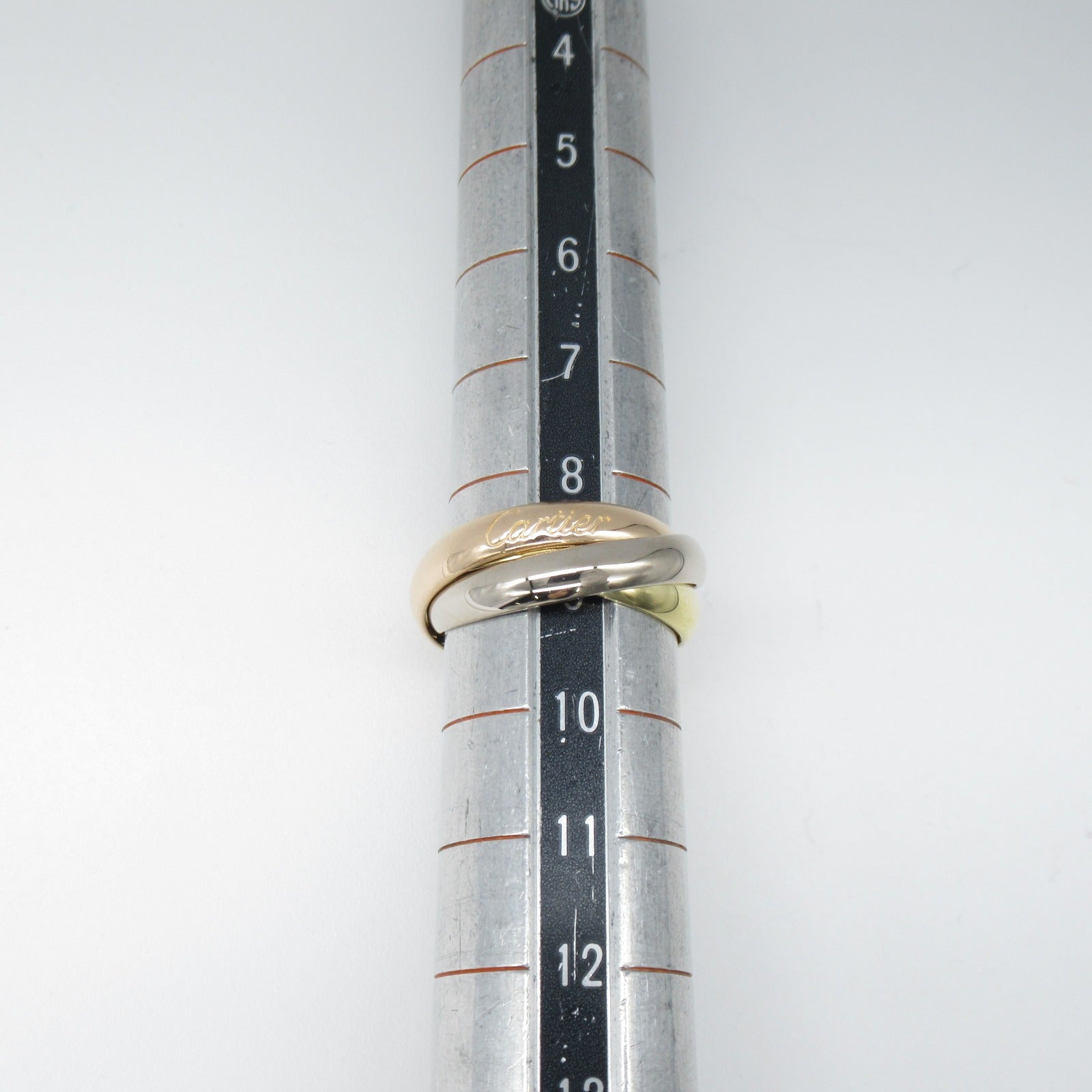 CARTIER 18K黃金/白金/玫瑰金Trinity戒指US#4.75/Cartier#49