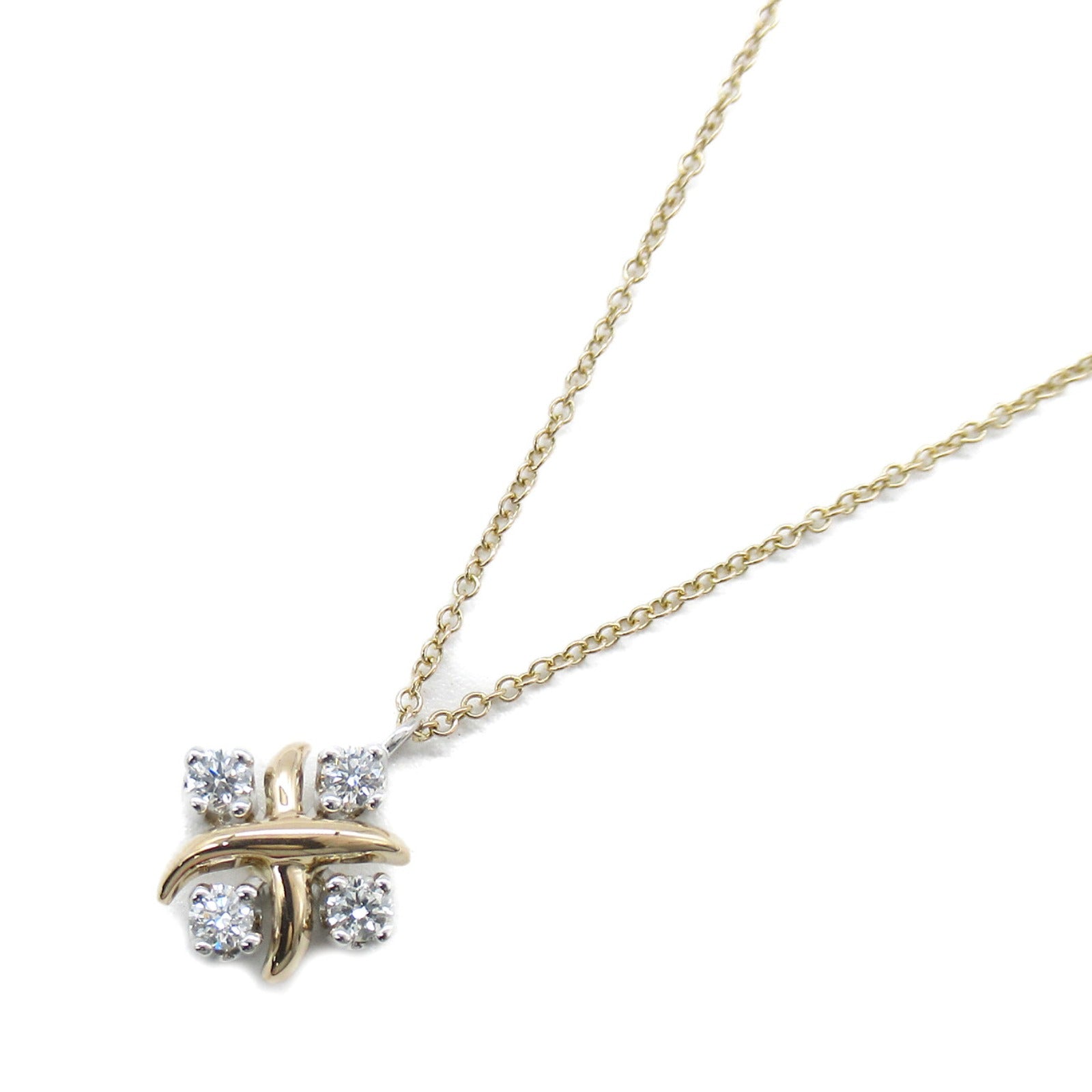 TIFFANY＆CO 【激減優惠】18K玫瑰金/PT950鉑金Schlumberger Lynn Diamond Necklace鑽石項鍊