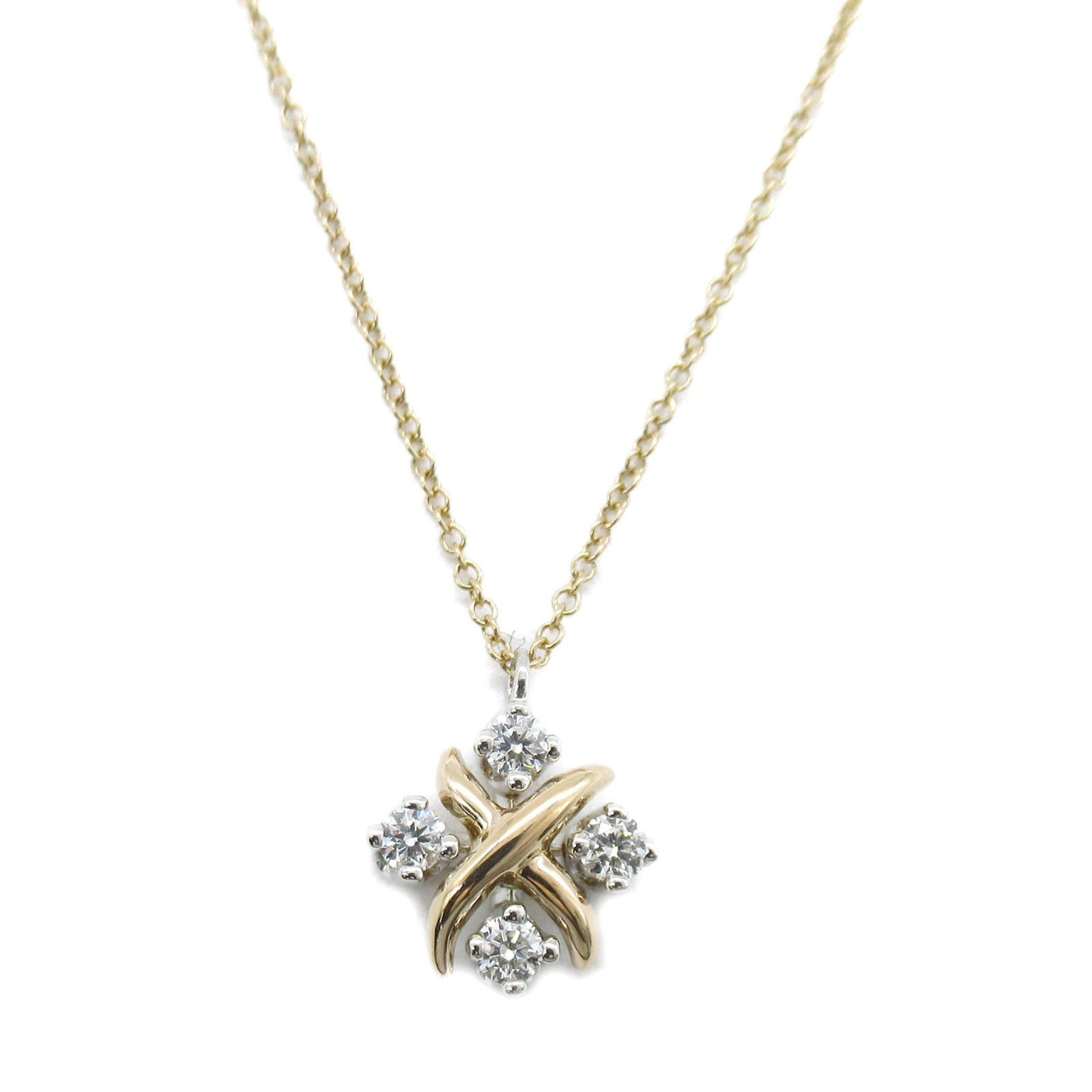 TIFFANY＆CO 【激減優惠】18K玫瑰金/PT950鉑金Schlumberger Lynn Diamond Necklace鑽石項鍊