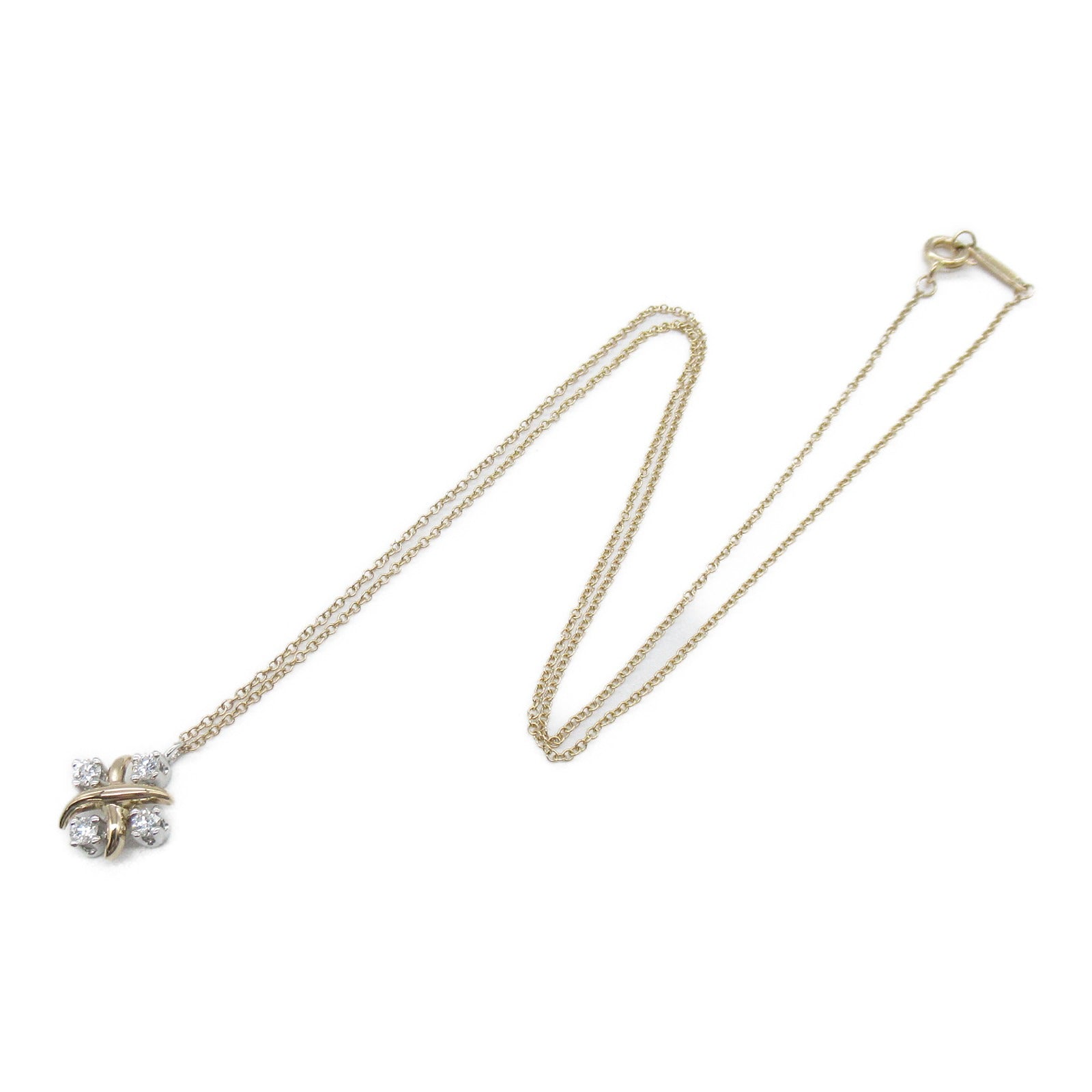 TIFFANY＆CO 【激減優惠】18K玫瑰金/PT950鉑金Schlumberger Lynn Diamond Necklace鑽石項鍊