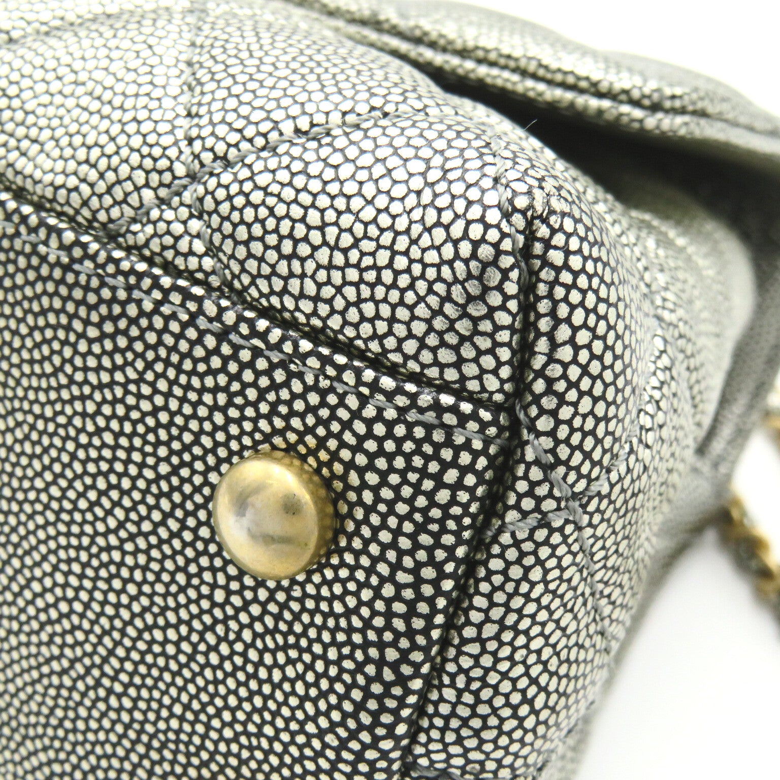 CHANEL 【激減優惠】菱格Caviar皮革Matelasse Chain Shoulder 23金扣手挽肩背兩用袋灰色