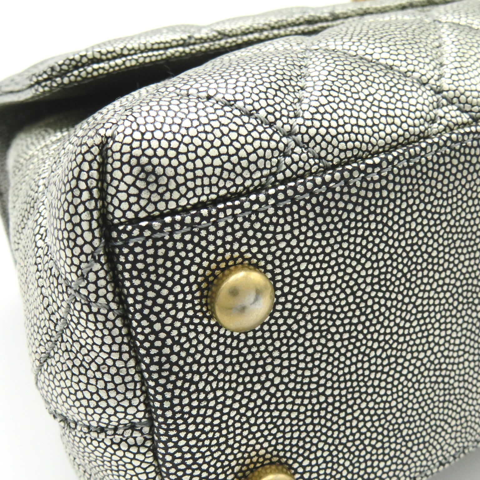 CHANEL 【激減優惠】菱格Caviar皮革Matelasse Chain Shoulder 23金扣手挽肩背兩用袋灰色