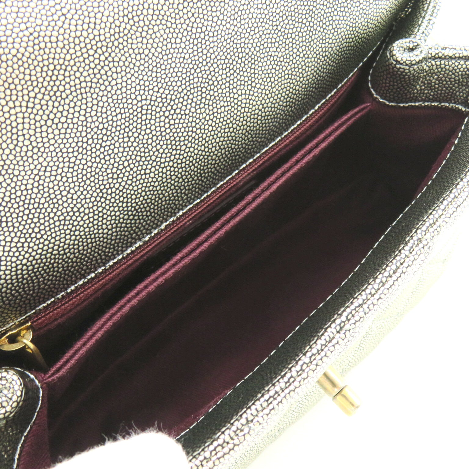 CHANEL 【激減優惠】菱格Caviar皮革Matelasse Chain Shoulder 23金扣手挽肩背兩用袋灰色