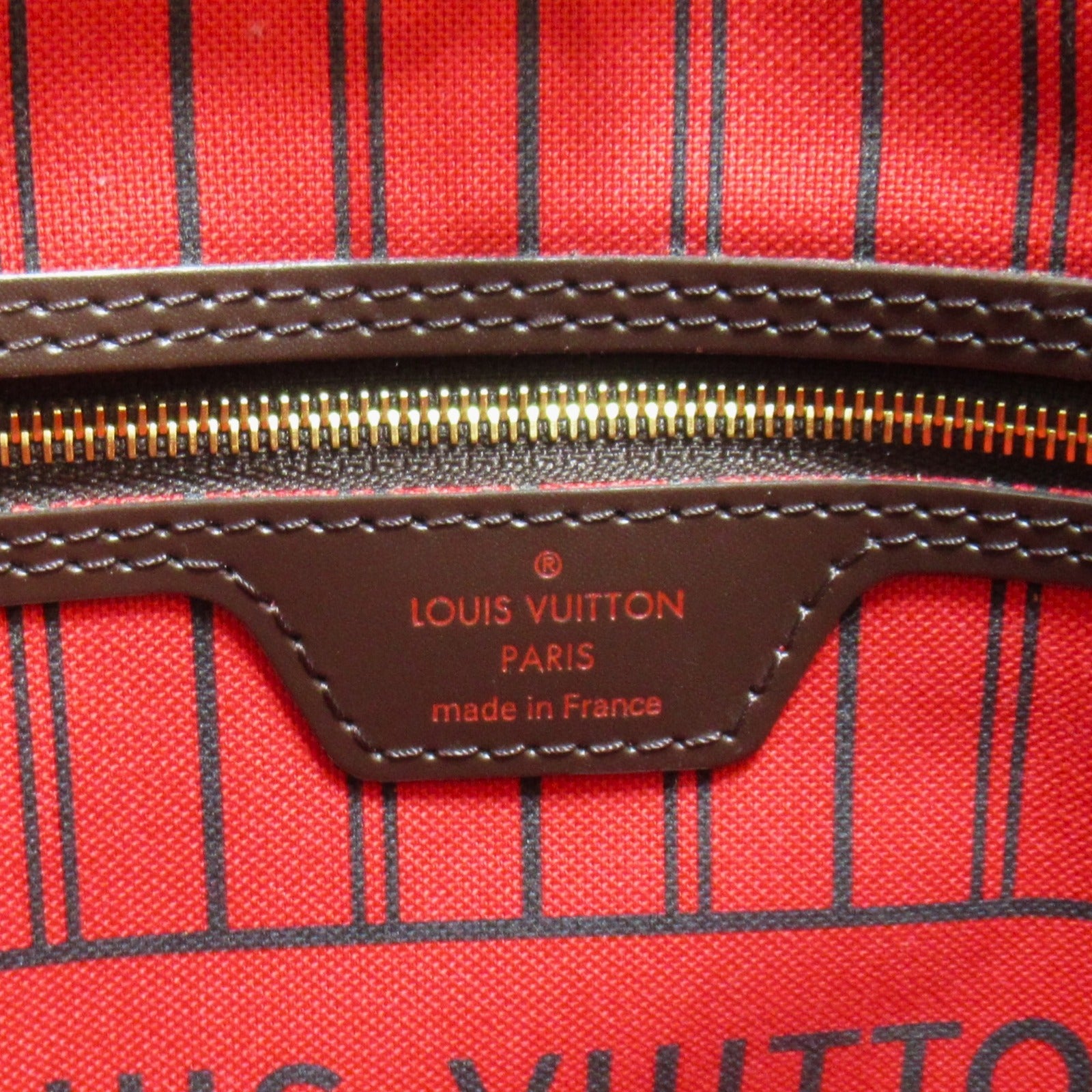 LOUIS VUITTON Damier Neverfull PM金扣手挽袋啡色