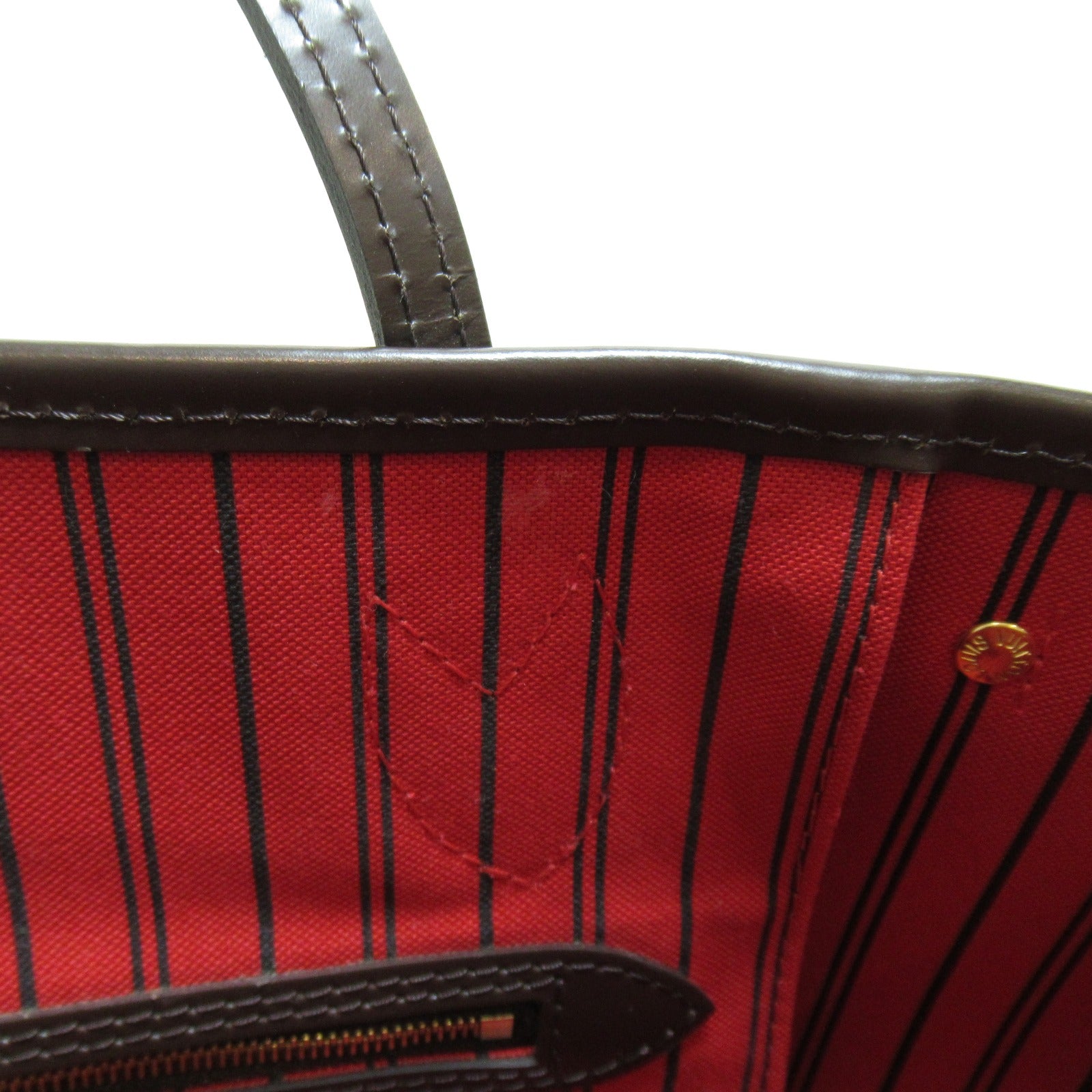 LOUIS VUITTON Damier Neverfull PM金扣手挽袋啡色