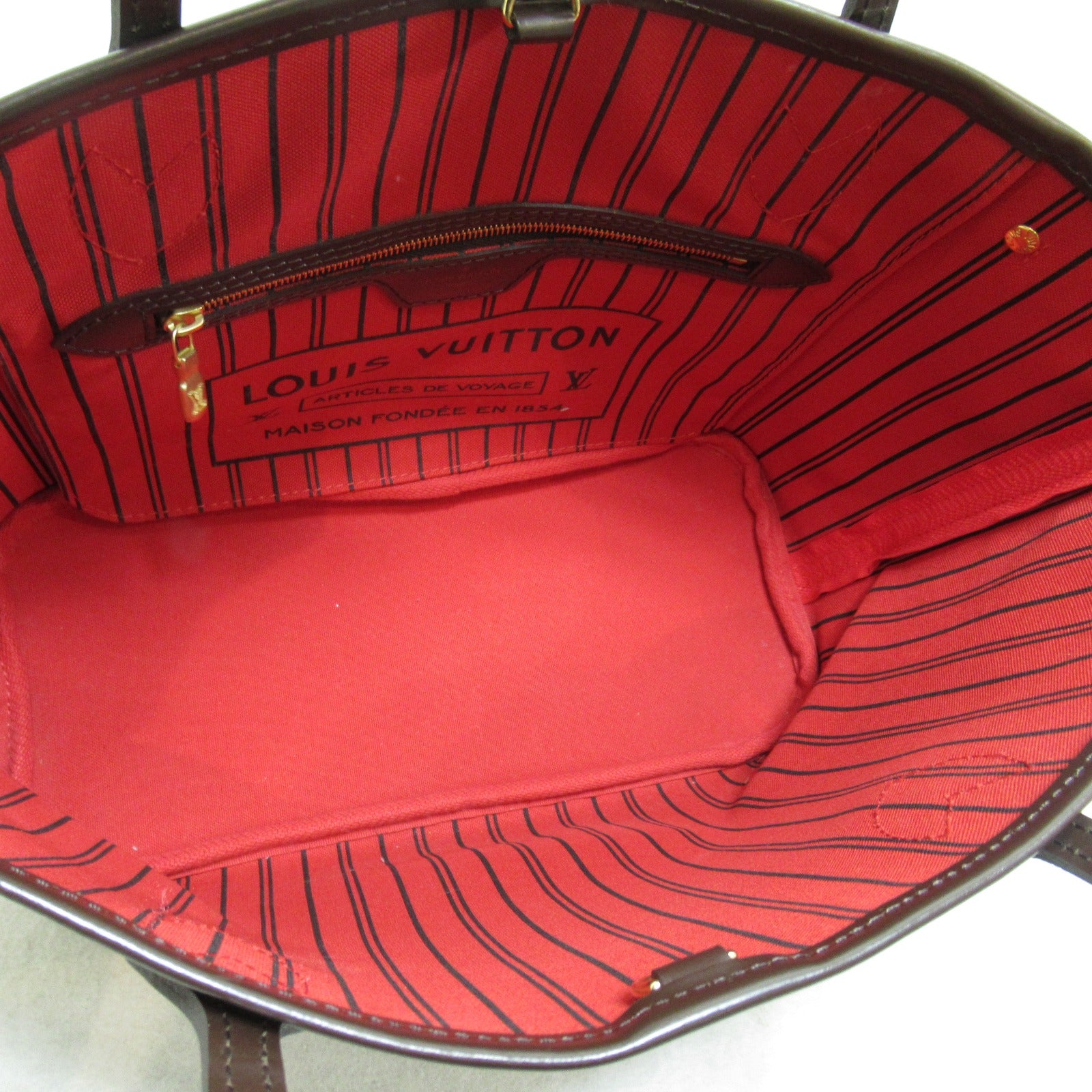LOUIS VUITTON Damier Neverfull PM金扣手挽袋啡色