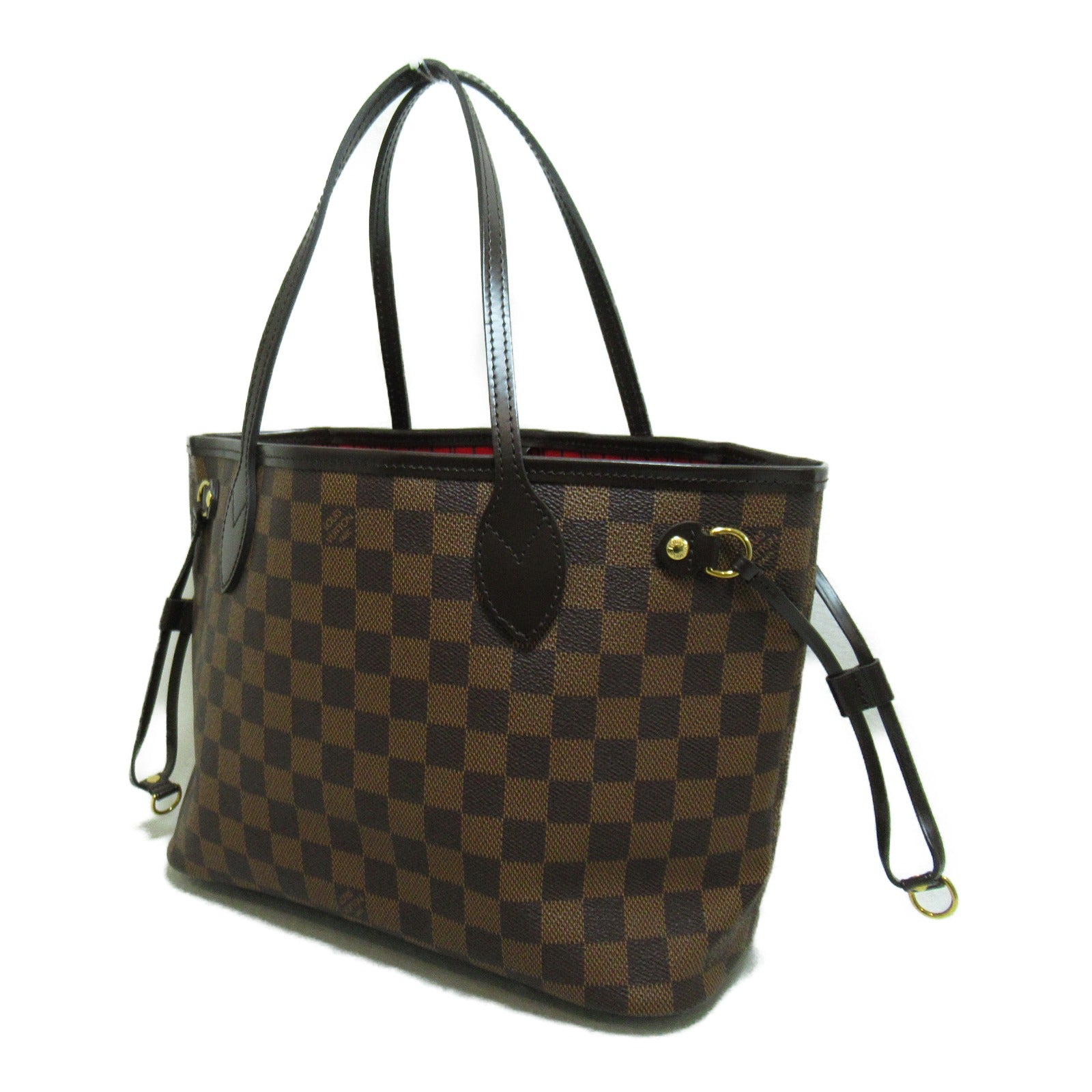 LOUIS VUITTON Damier Neverfull PM金扣手挽袋啡色