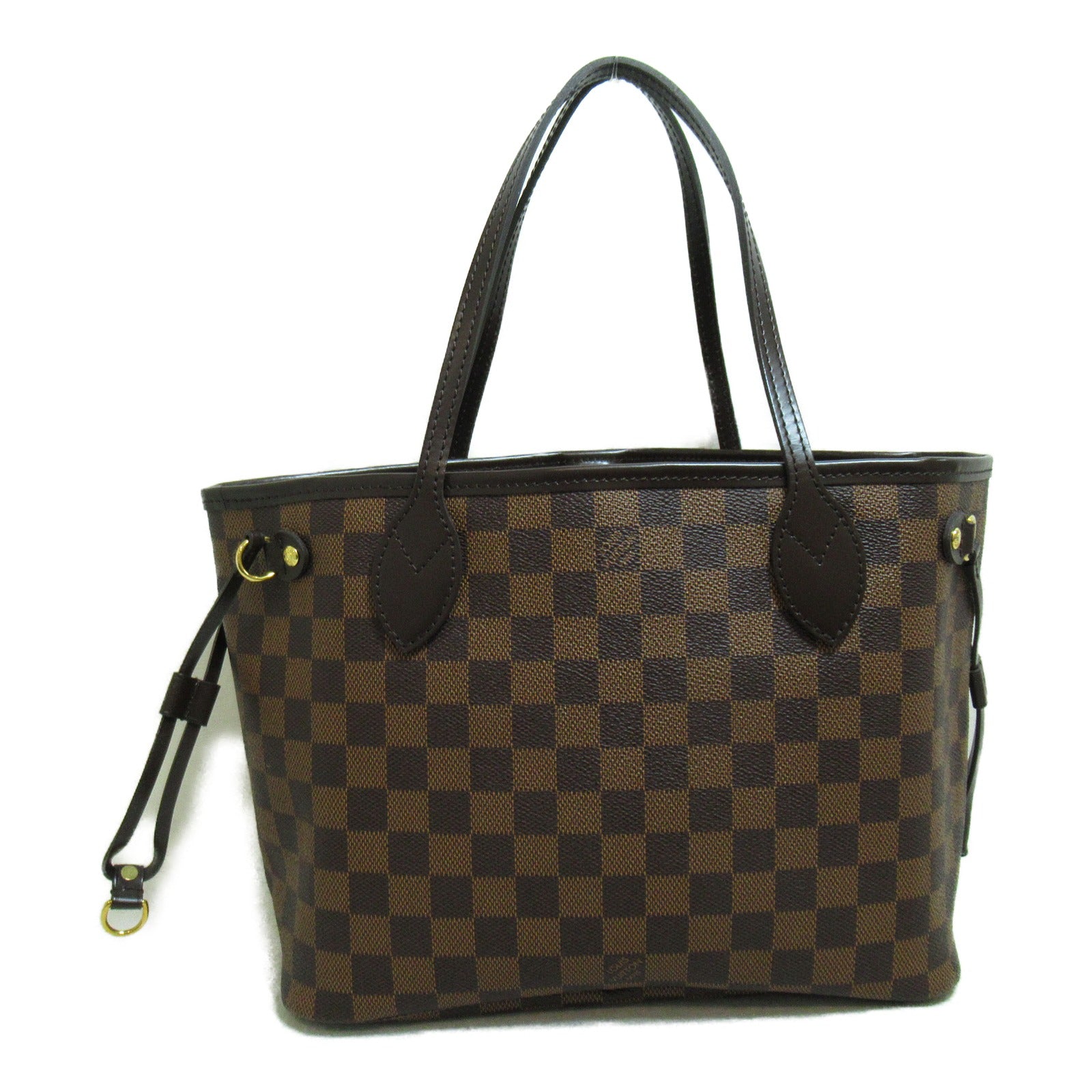 LOUIS VUITTON Damier Neverfull PM金扣手挽袋啡色