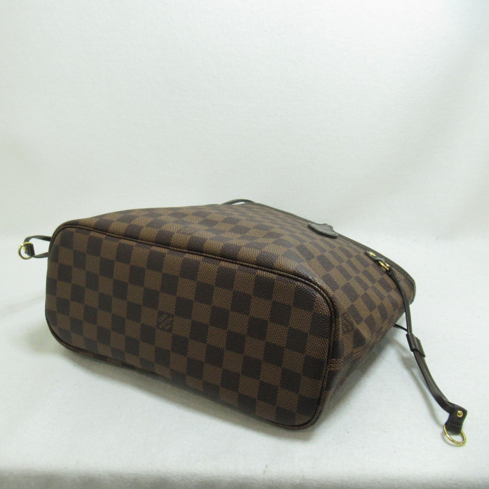 LOUIS VUITTON Damier Neverfull PM金扣手挽袋啡色