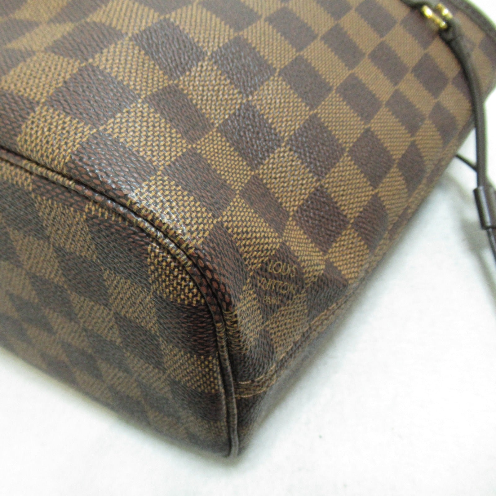 LOUIS VUITTON Damier Neverfull PM金扣手挽袋啡色