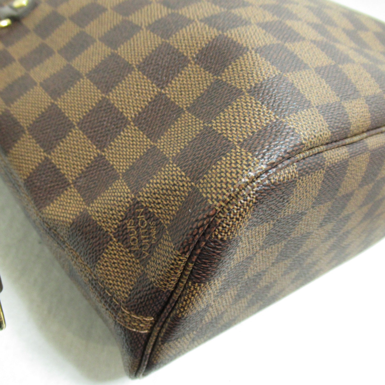 LOUIS VUITTON Damier Neverfull PM金扣手挽袋啡色