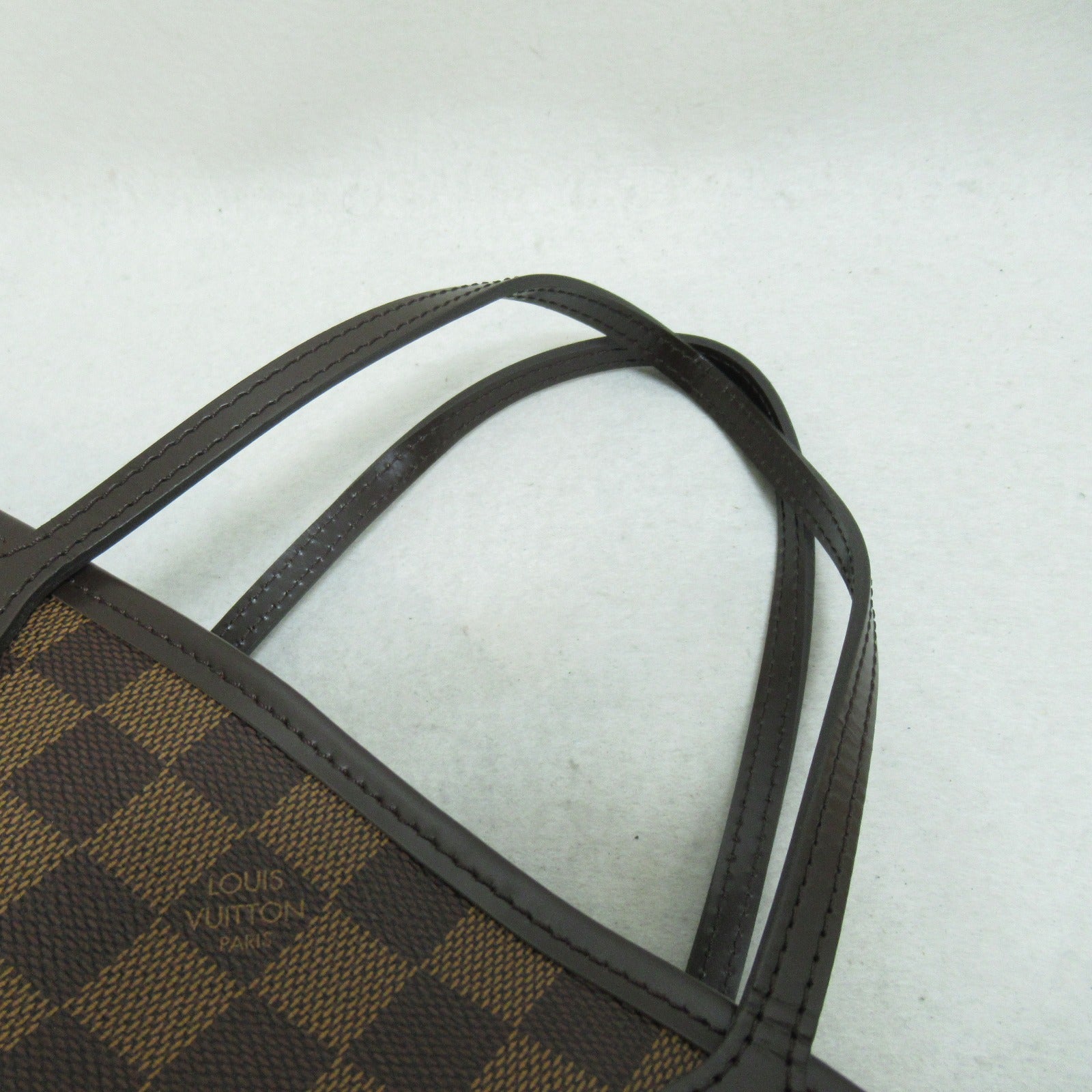 LOUIS VUITTON Damier Neverfull PM金扣手挽袋啡色