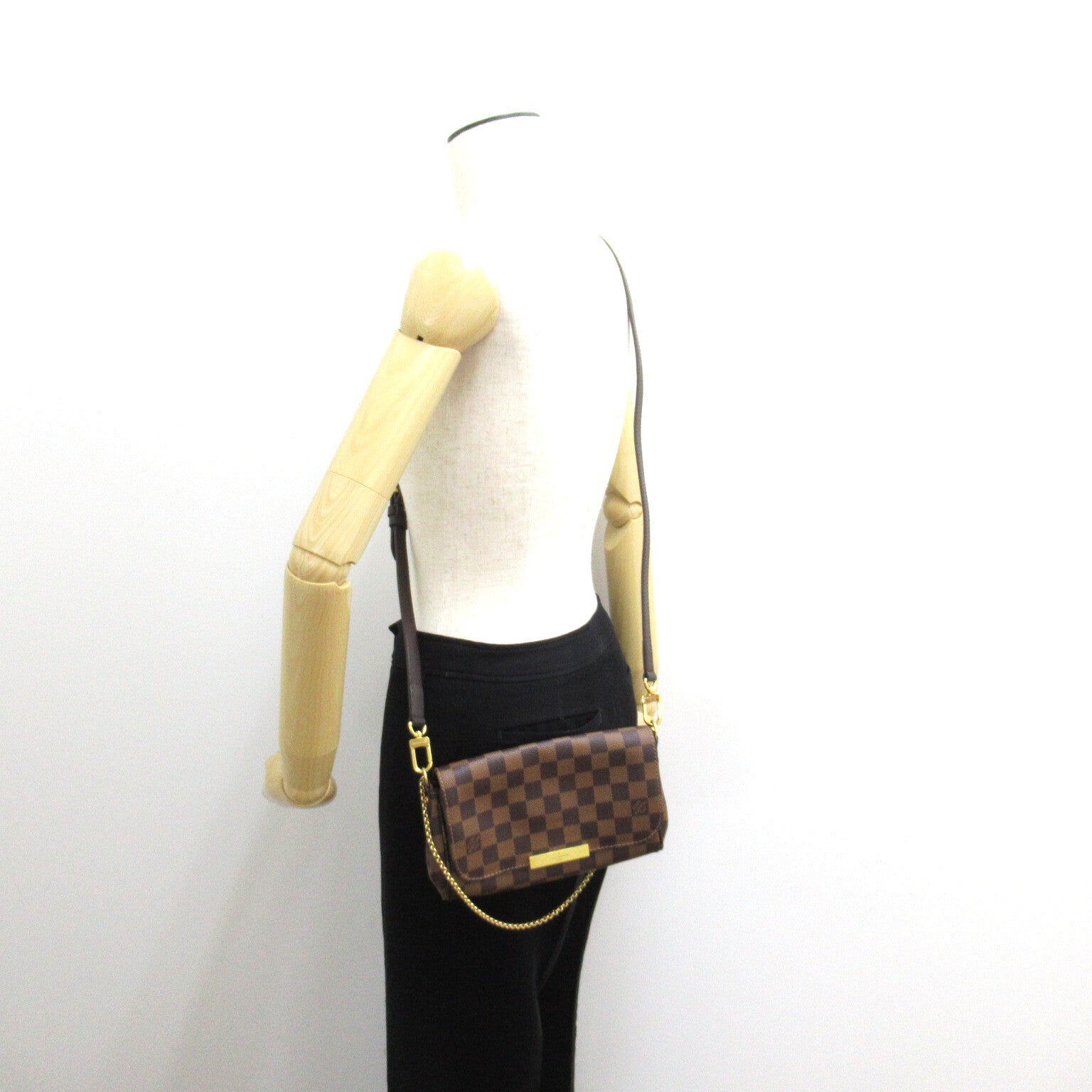LOUIS VUITTON Damier Favorite PM手挽肩背兩用袋啡色