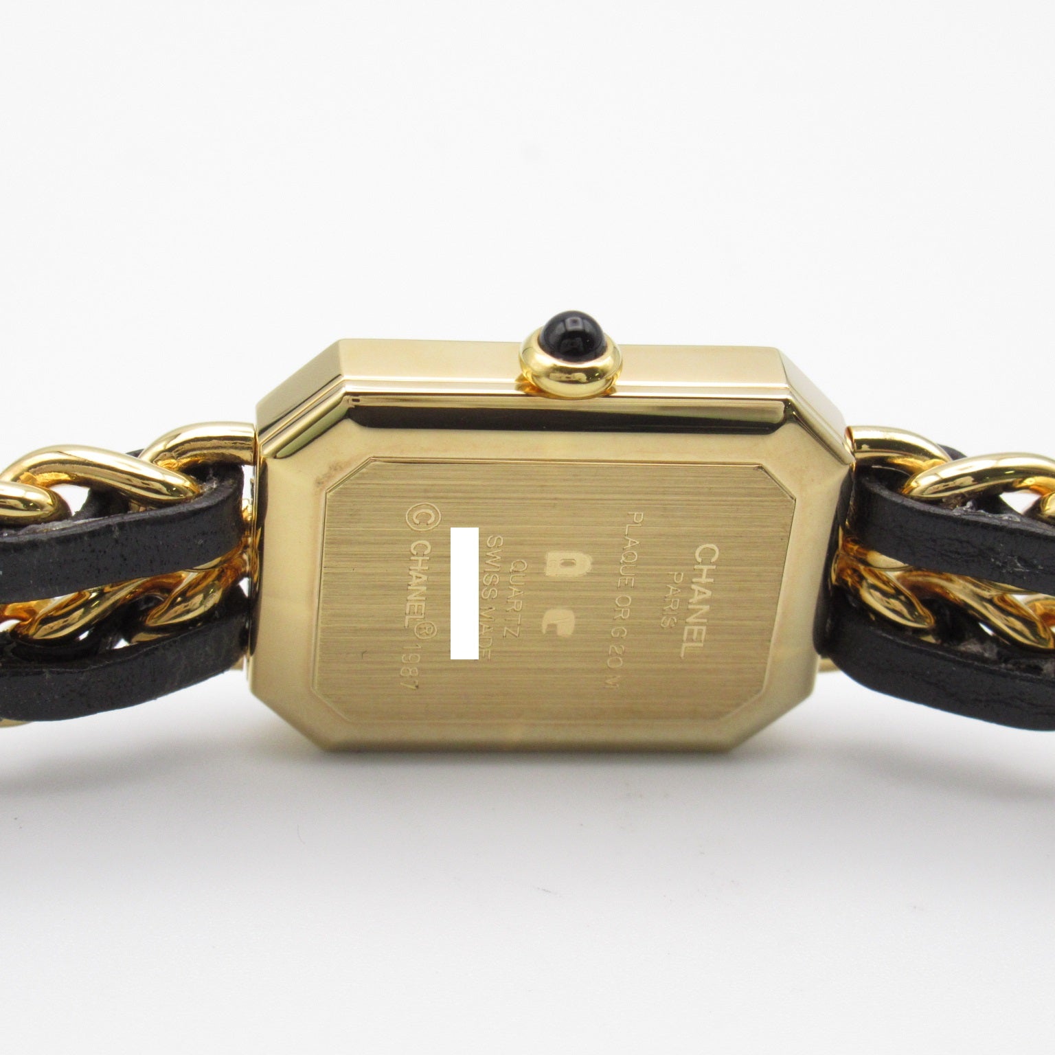 CHANEL Premiere L鍍金/皮革手錶石英機芯黑色#16.25cm